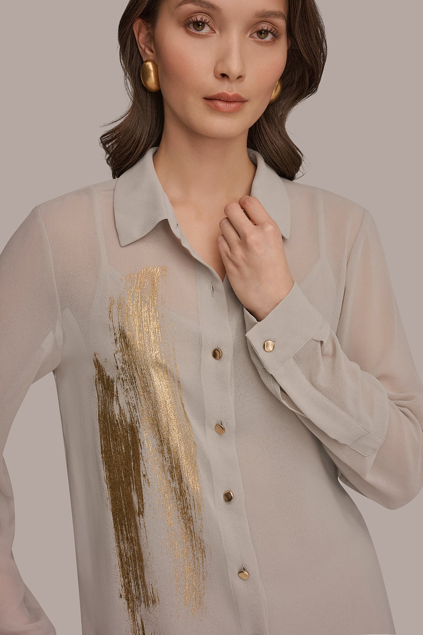 METALLIC BRUSHSTROKE BLOUSE VIEW 4 | Tops