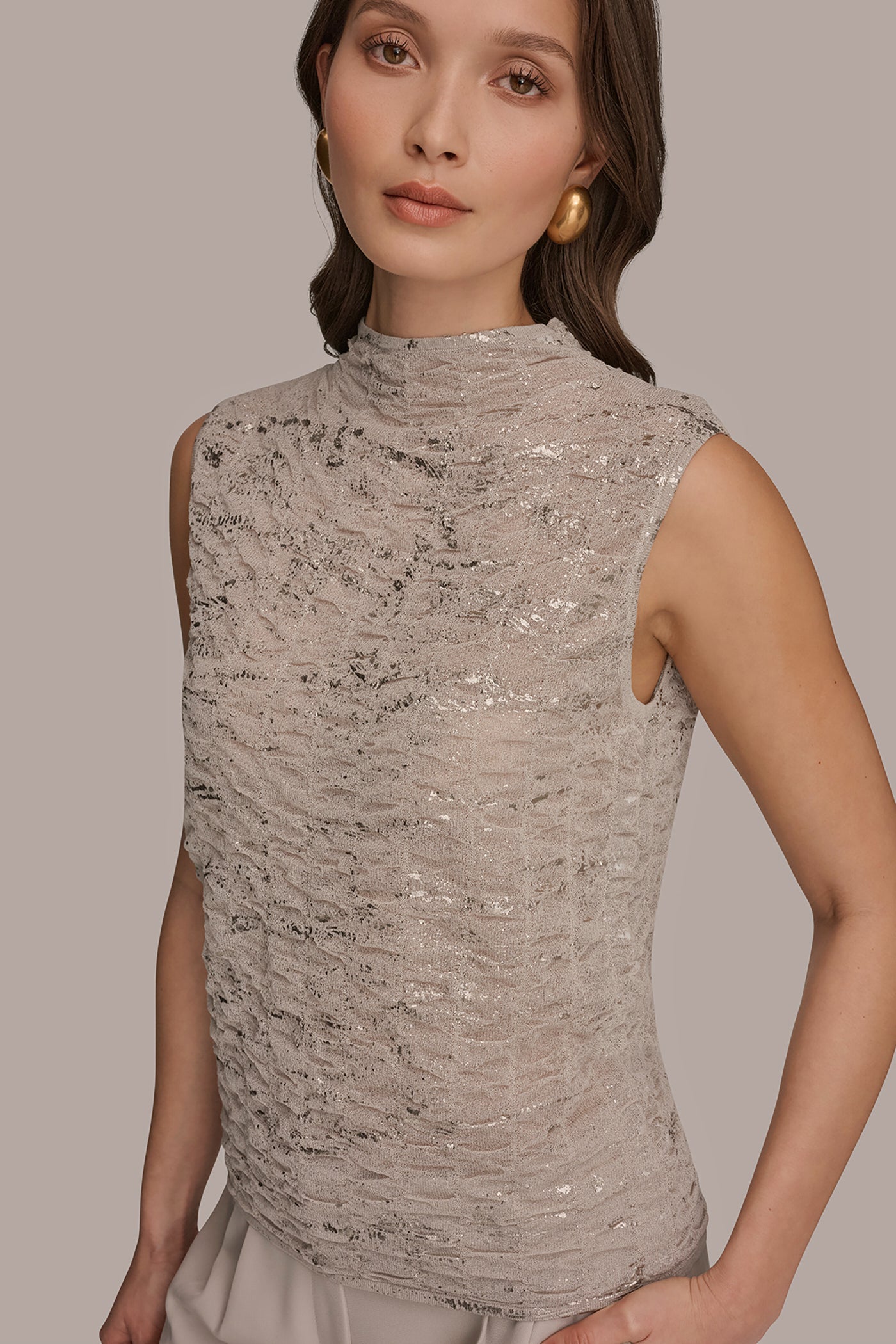 FOIL PRINTED RUCHED SWEATER VIEW 4 | New clothing