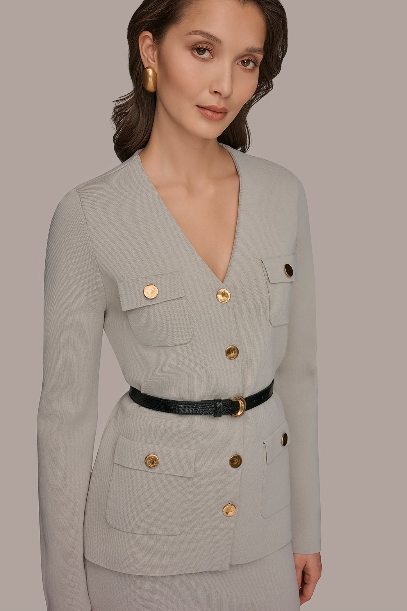 SWEATER BLAZER WITH BELT VIEW 4 | Suits and Separates