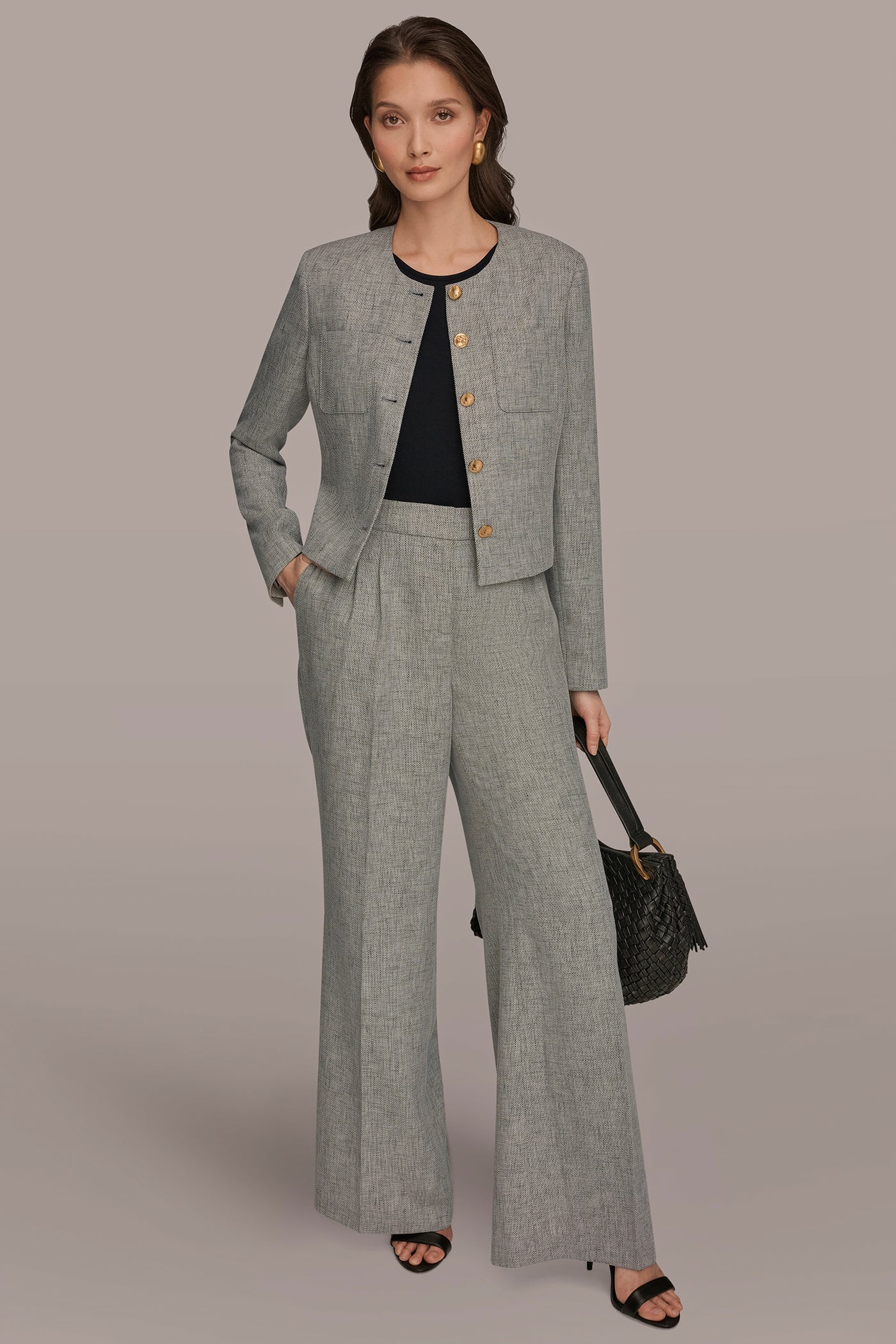 CROPPED BUTTON-FRONT JACKET VIEW 8 | Suits and Separates