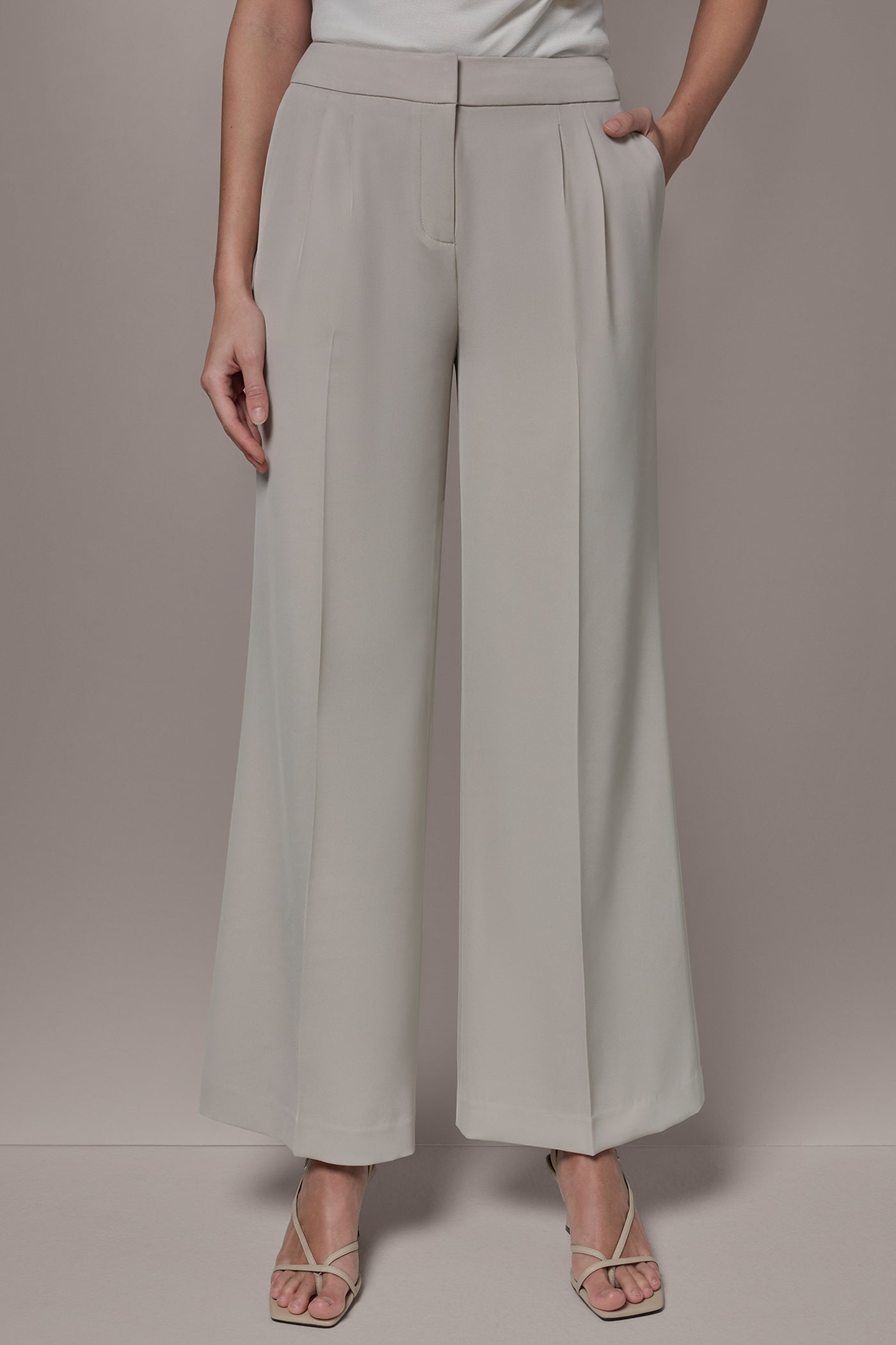 MID-RISE PLEATED WIDE-LEG SUIT PANT | View 1 | Pants