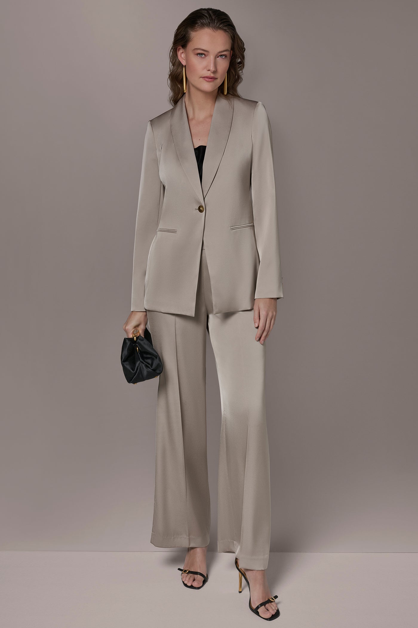 CHARMEUSE SHAWL COLLAR ONE BUTTON VIEW 8 | Blazers & Vests