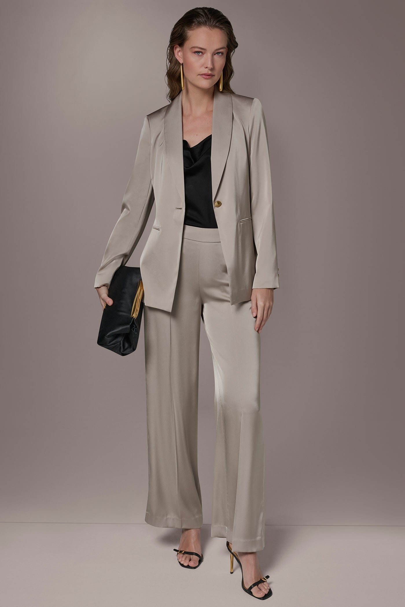 CHARMEUSE SHAWL COLLAR ONE BUTTON VIEW 9 | Blazers & Vests