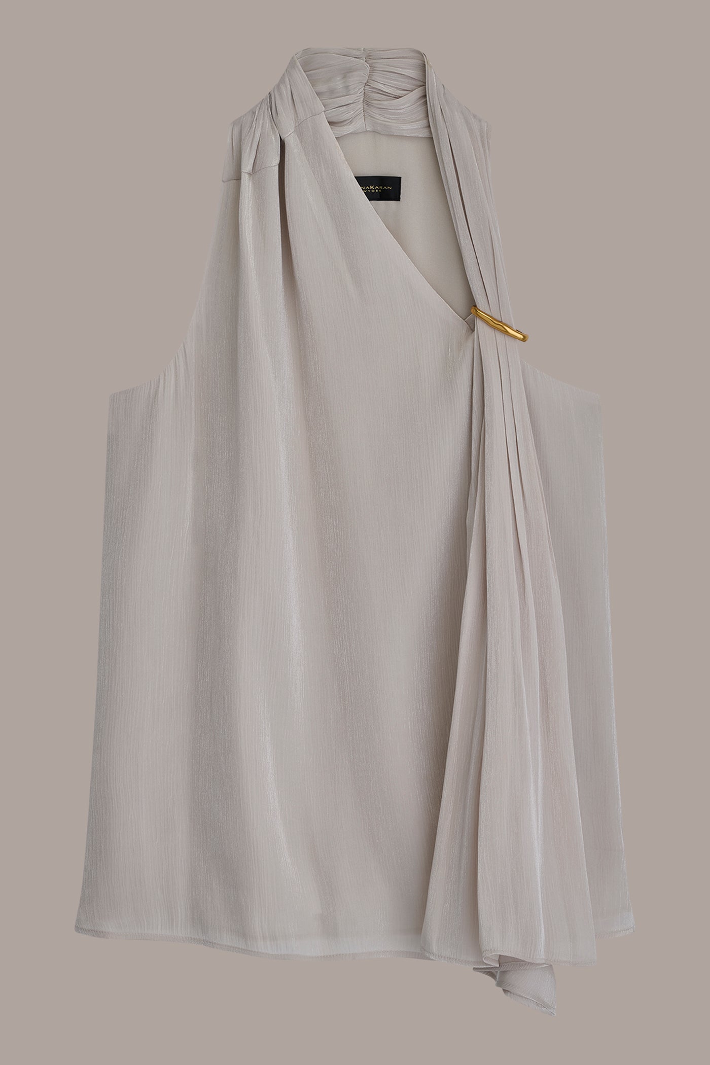 METALLIC ASYMMETRIC SCARF HALTER BLOUSE VIEW 7 | New clothing