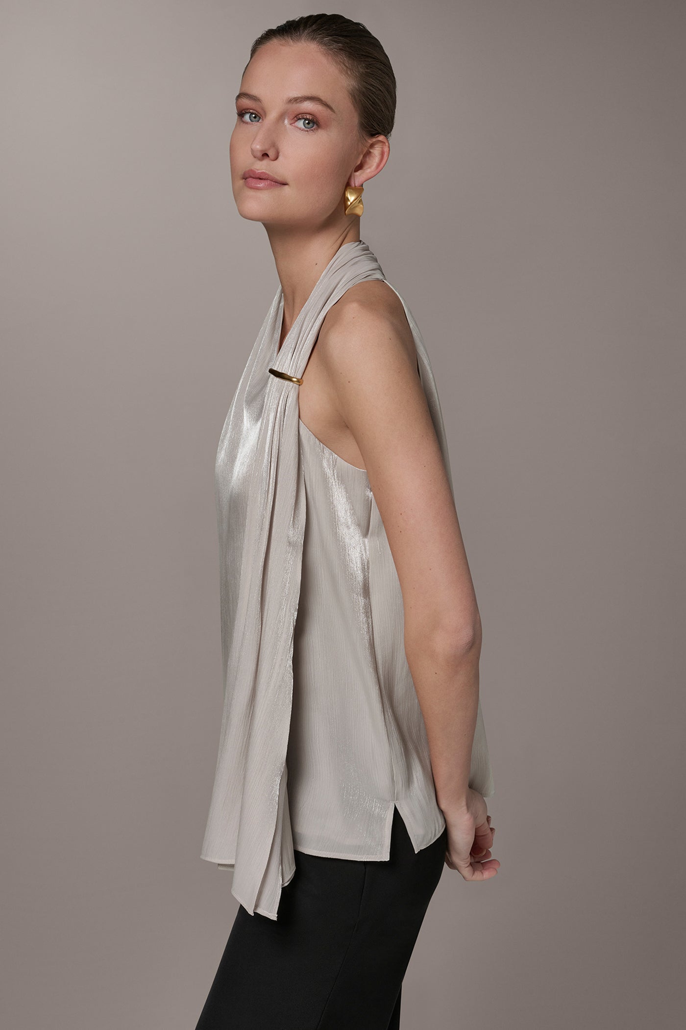 ASYMMETRIC HALTER WITH SCARF VIEW 3