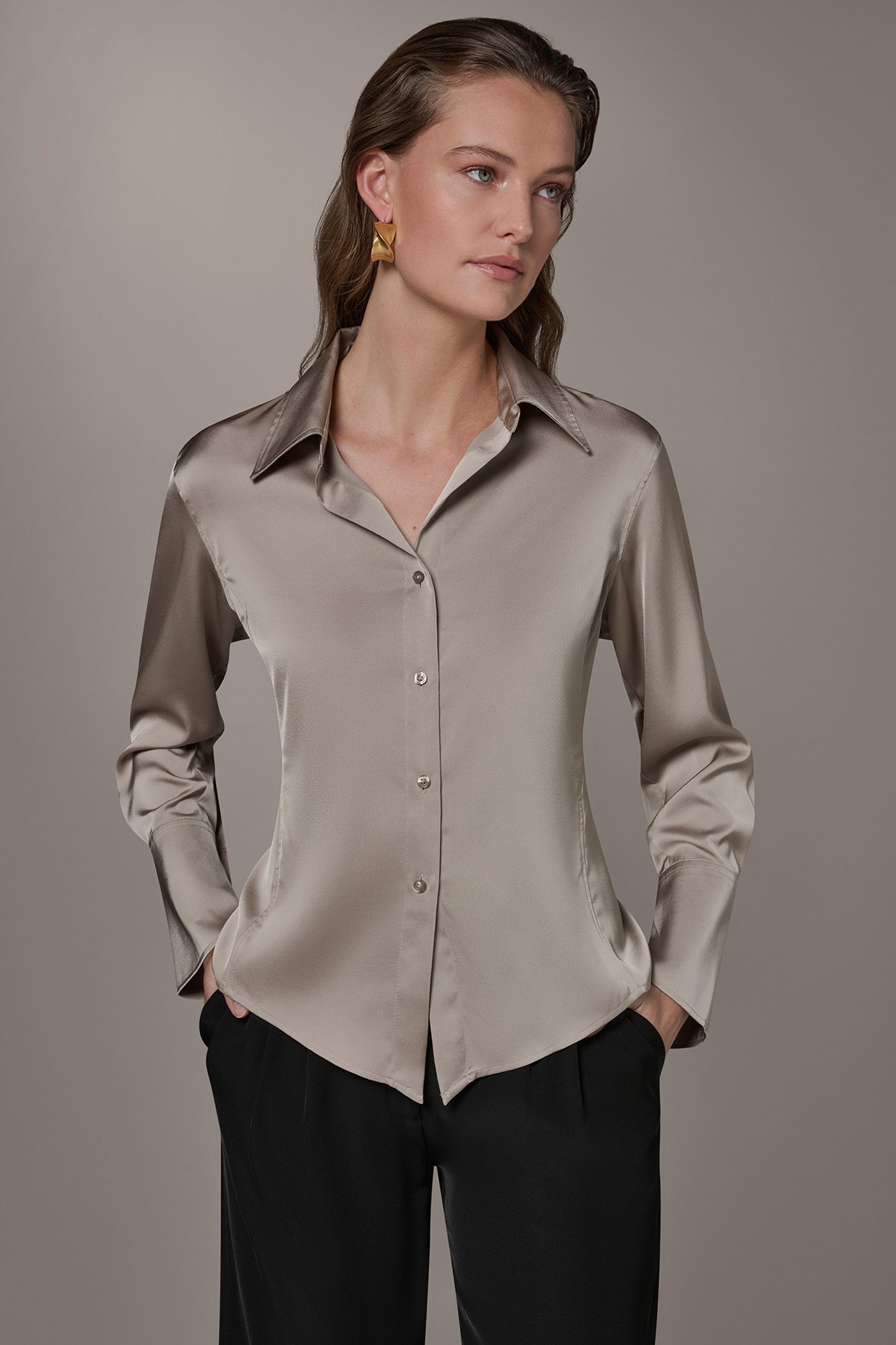 SATIN HIGH-LOW BLOUSE | View 1 | Tops