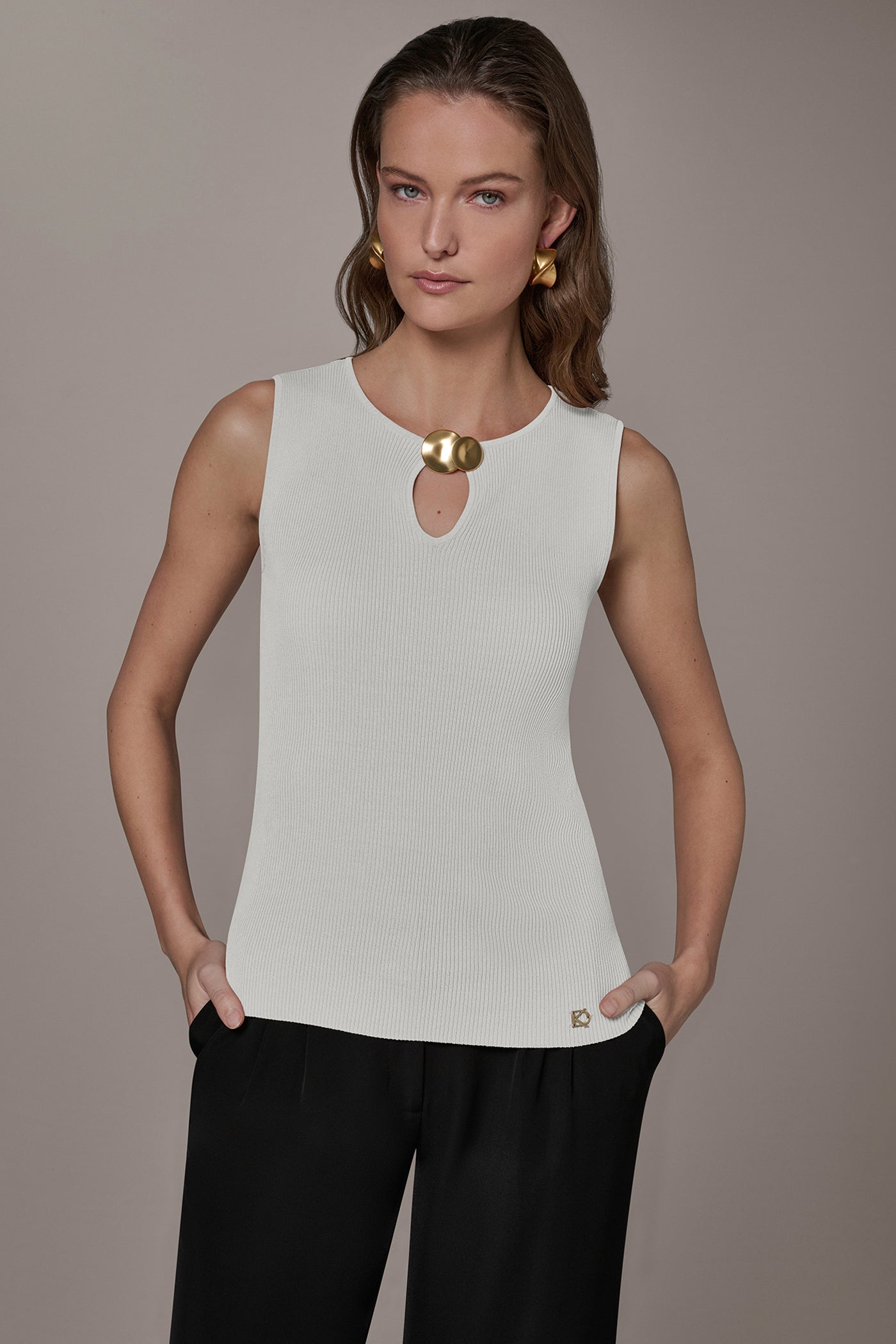 KEYHOLE RIBBED SWEATER TANK | View 1 | New clothing