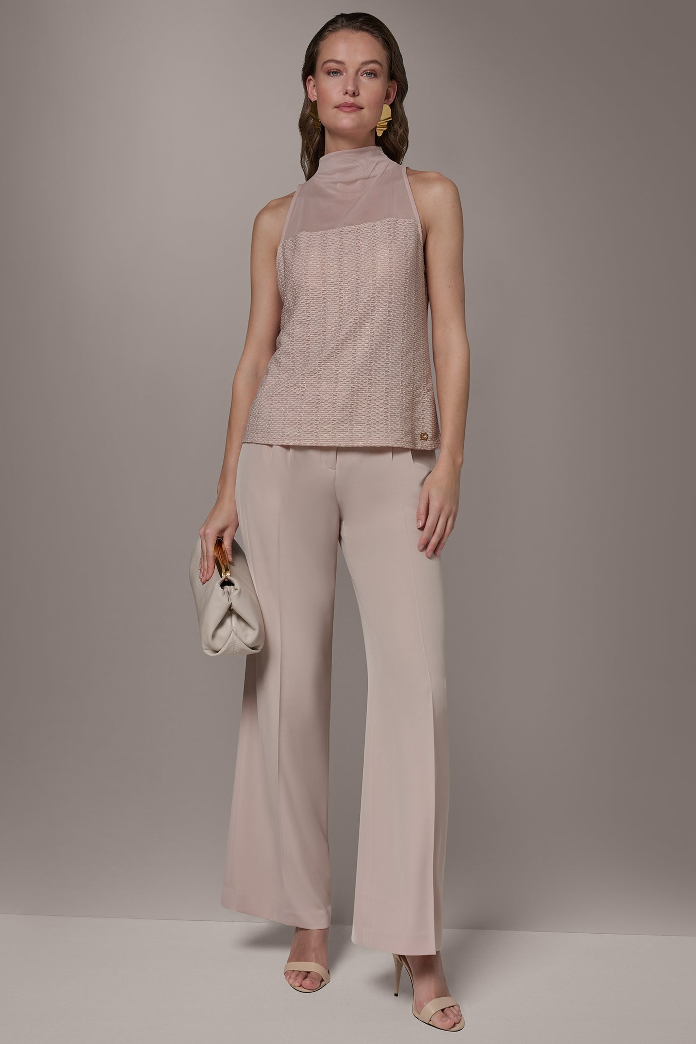 JACQUARD PANELED HALTER BLOUSE VIEW 6 | Suits and Separates