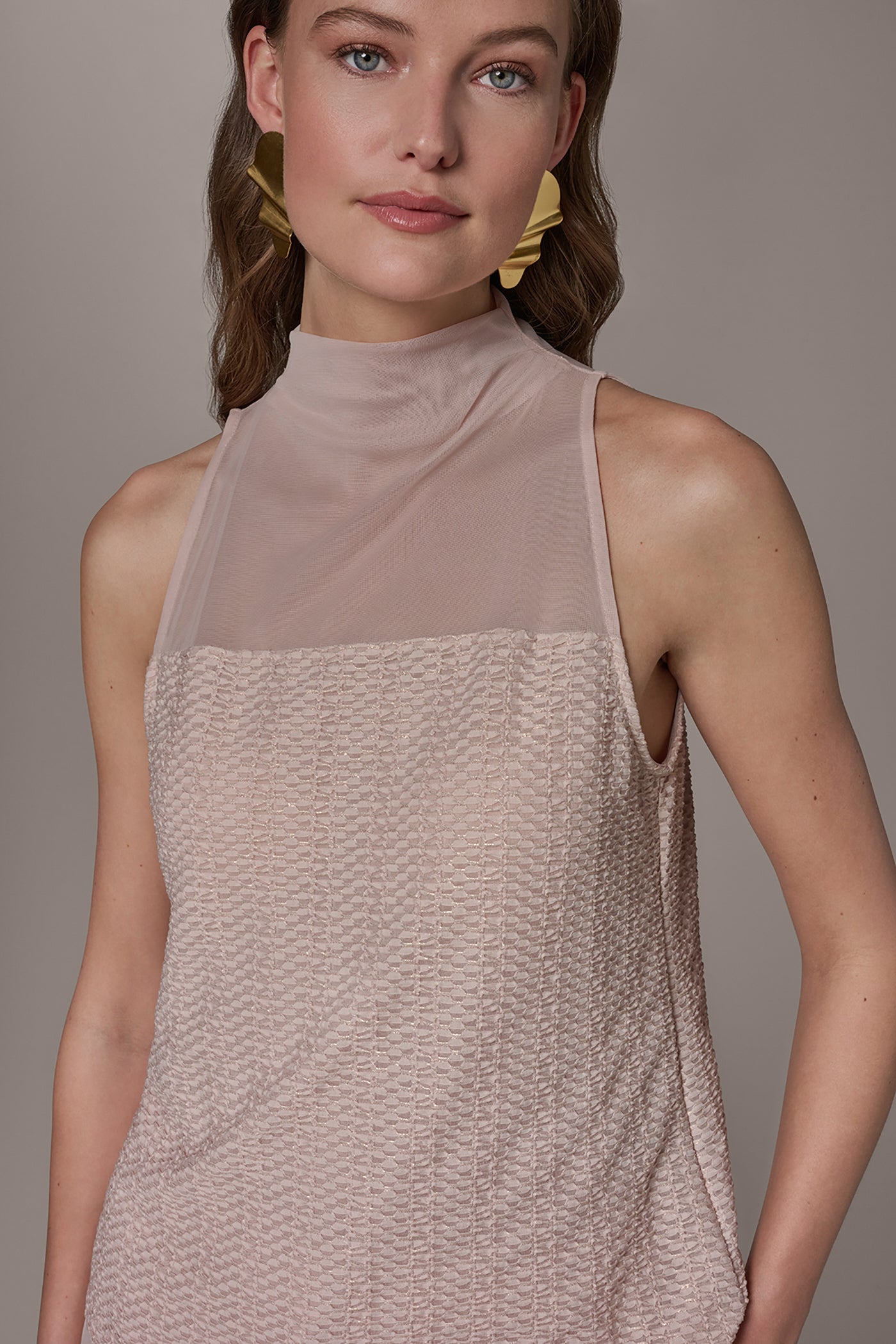 JACQUARD PANELED HALTER BLOUSE VIEW 4 | Suits and Separates