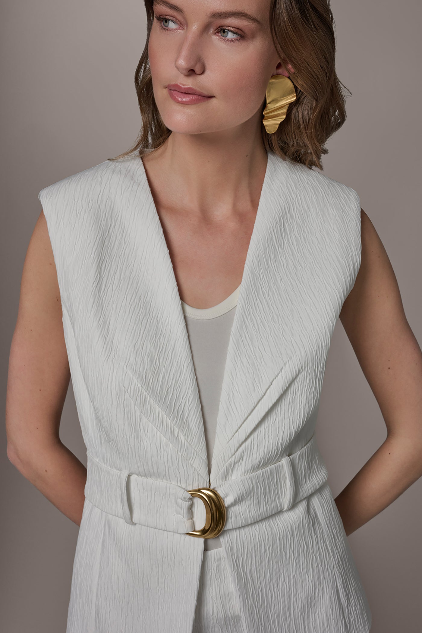 TEXTURED BELTED VEST VIEW 4