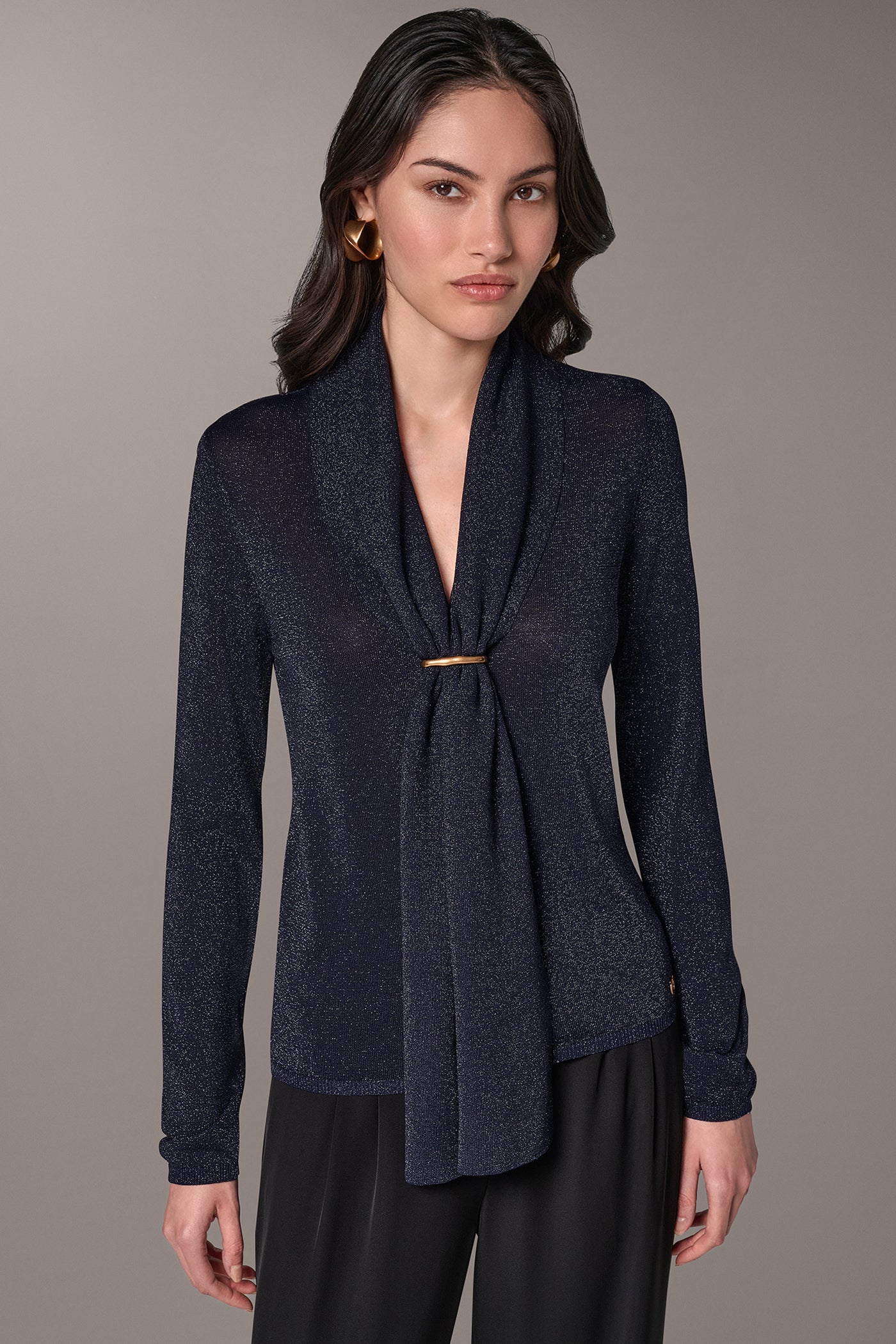 SWEATER WITH SCARF DETAIL VIEW 1