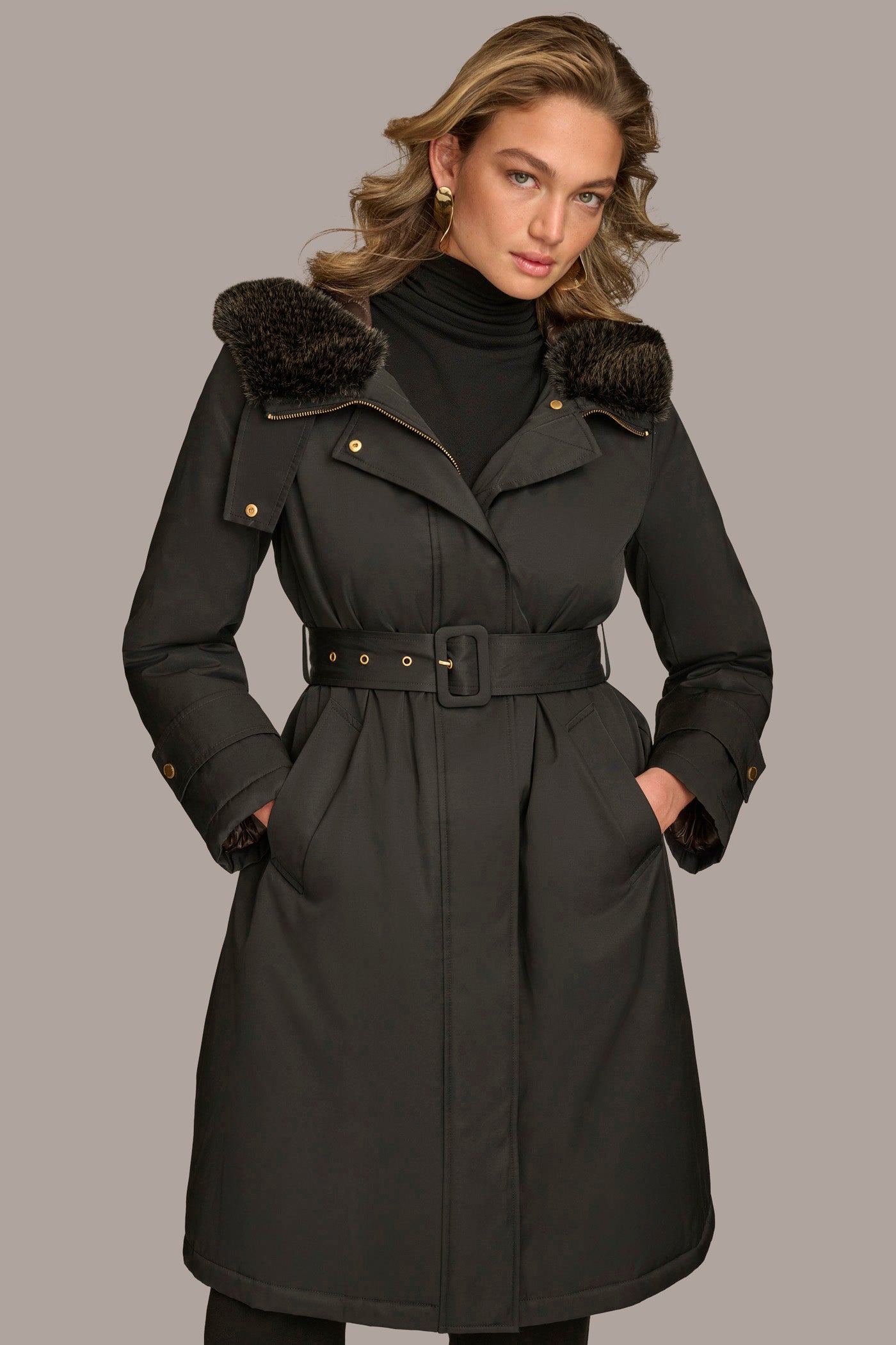 FAUX FUR TRIM LINED RAIN COAT VIEW 6 | Coats & Jackets