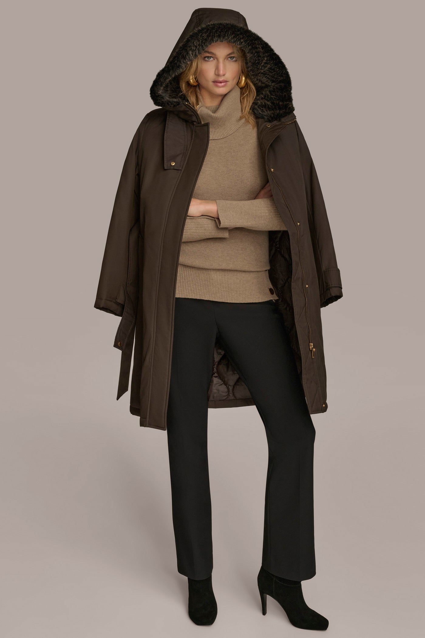 FAUX FUR TRIM LINED RAIN COAT VIEW 8 | Coats & Jackets