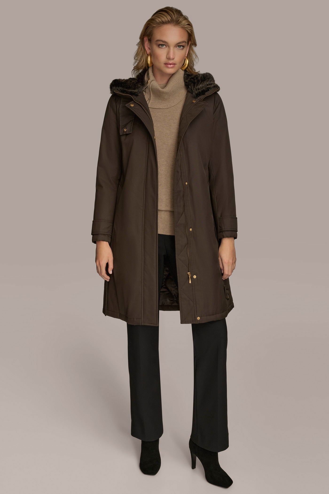 FAUX FUR TRIM LINED RAIN COAT VIEW 9 | Coats & Jackets