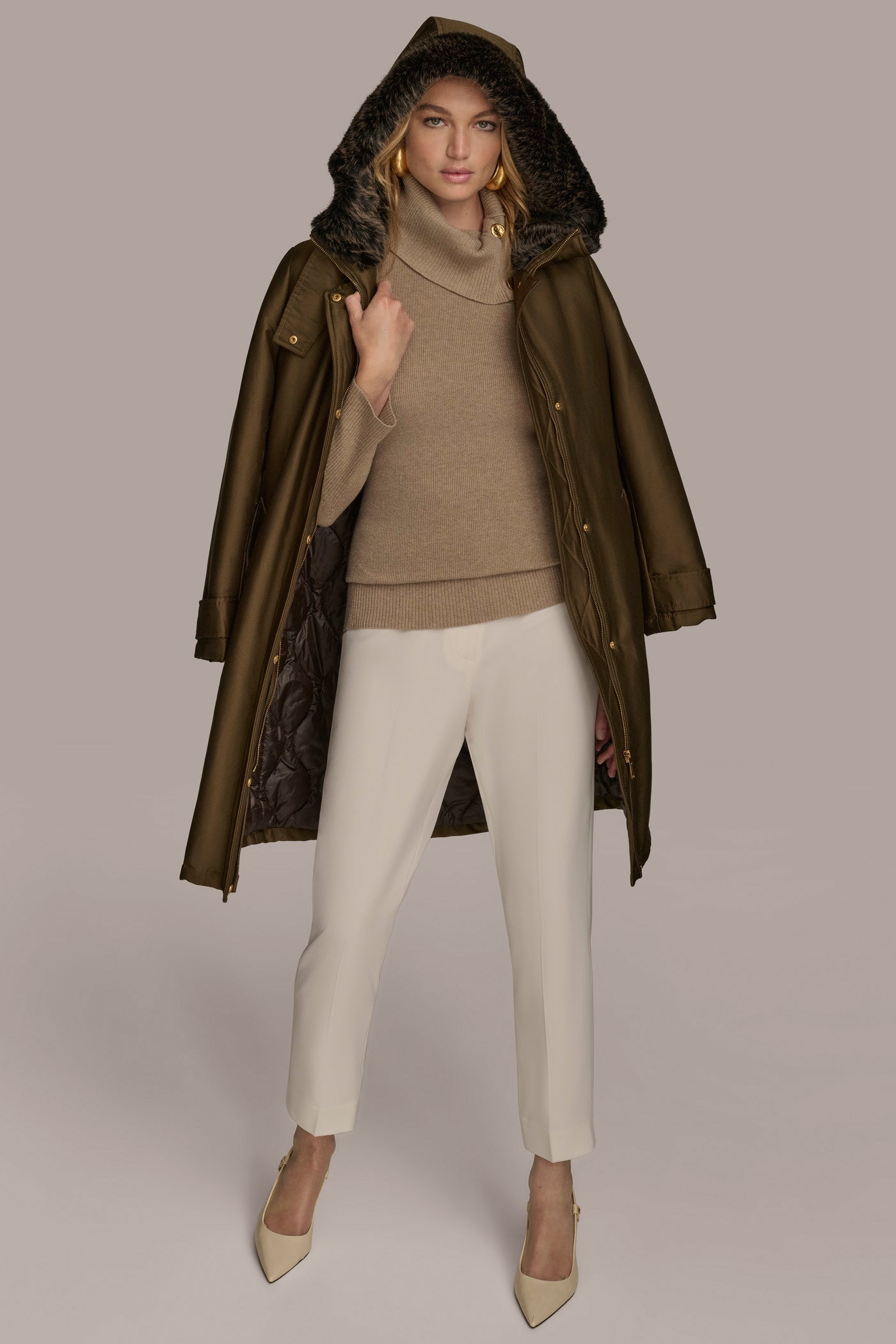 FAUX FUR TRIM LINED RAIN COAT VIEW 8 | Coats & Jackets
