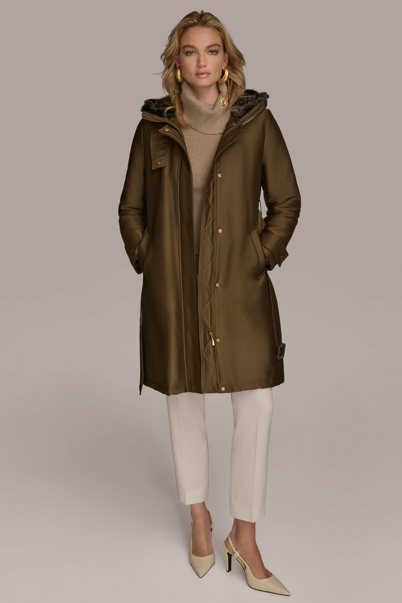 FAUX FUR TRIM LINED RAIN COAT VIEW 7 | Coats & Jackets
