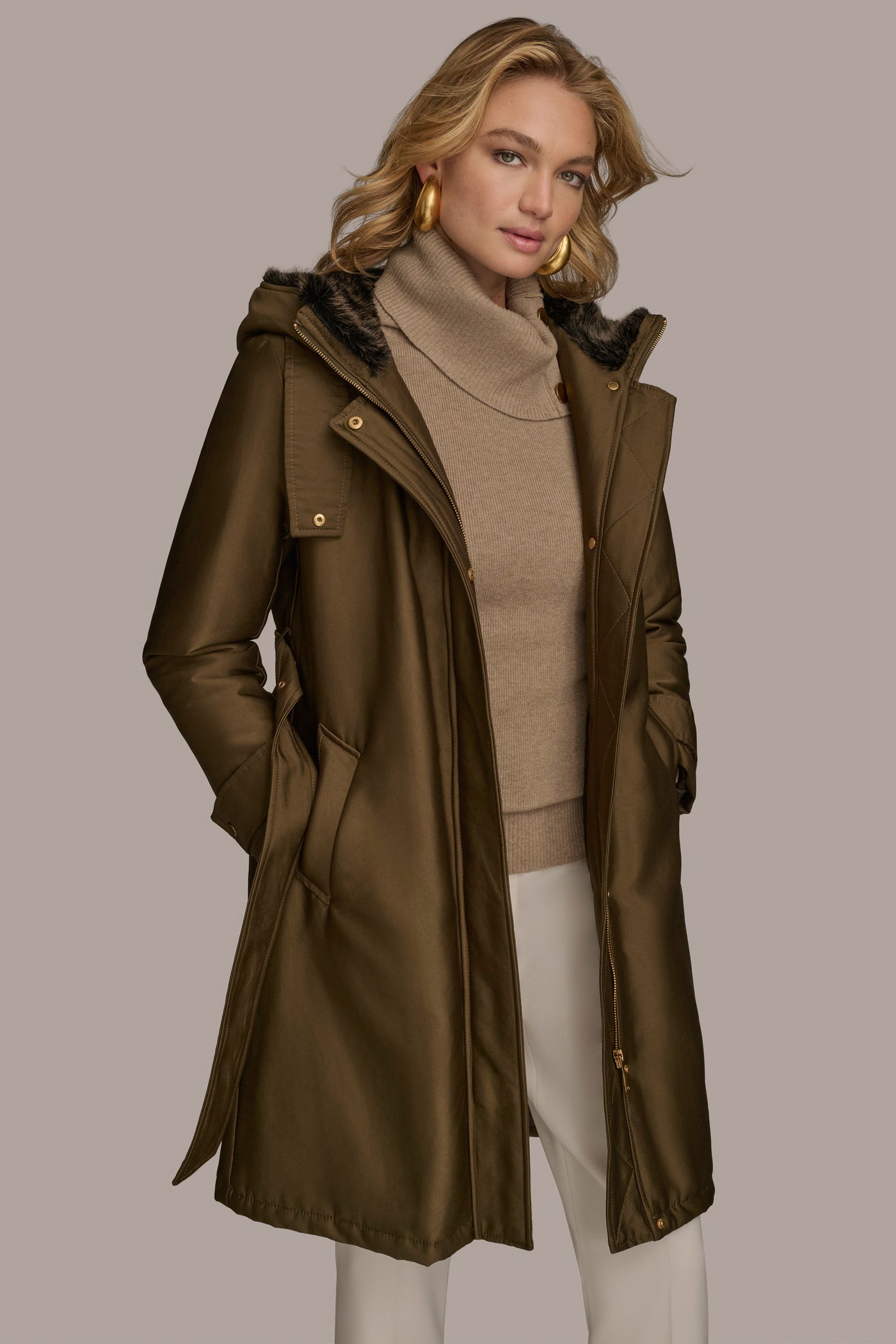 FAUX FUR TRIM LINED RAIN COAT VIEW 6 | Coats & Jackets