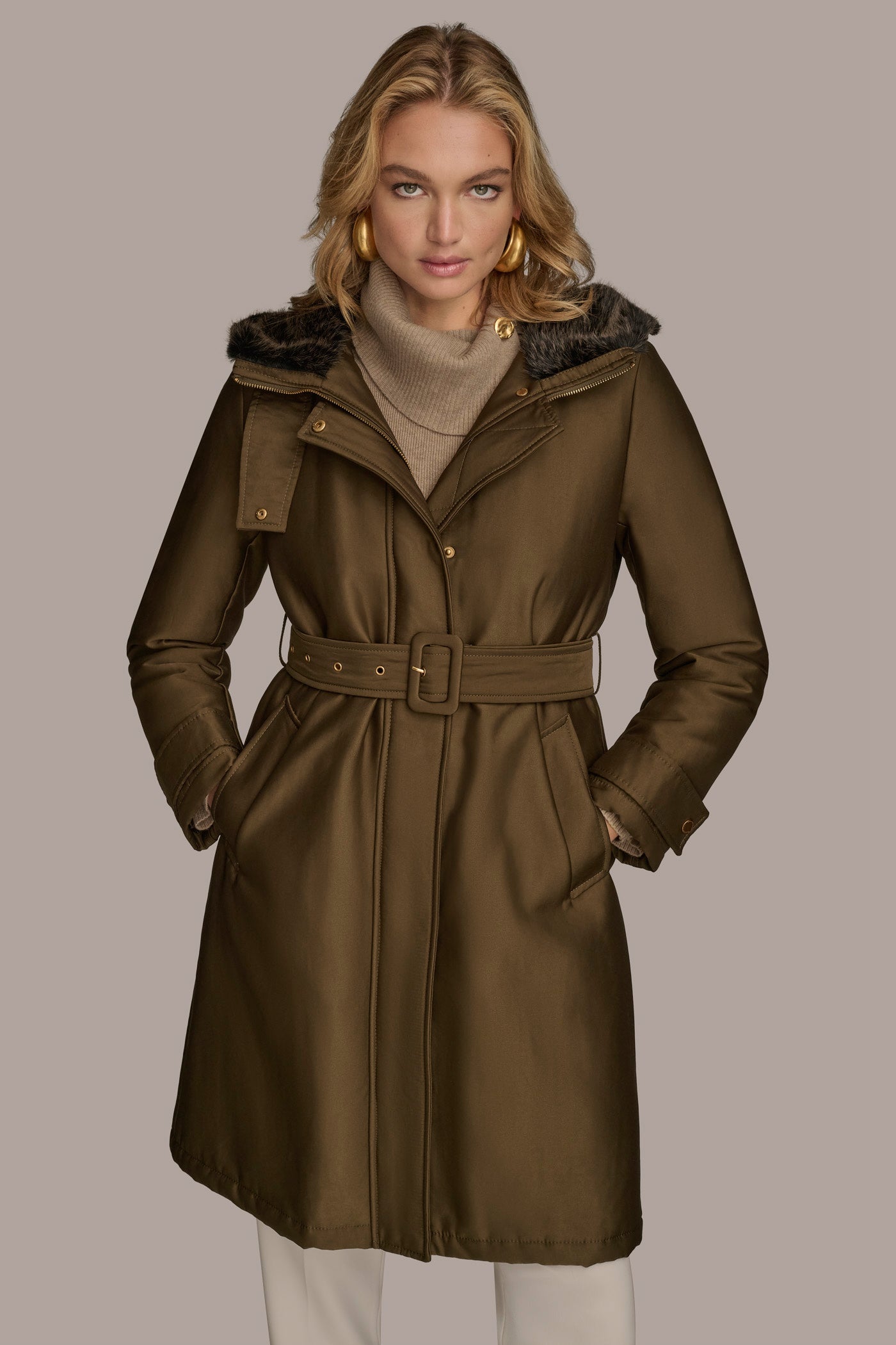 FAUX FUR TRIM LINED RAIN COAT VIEW 5 | Coats & Jackets