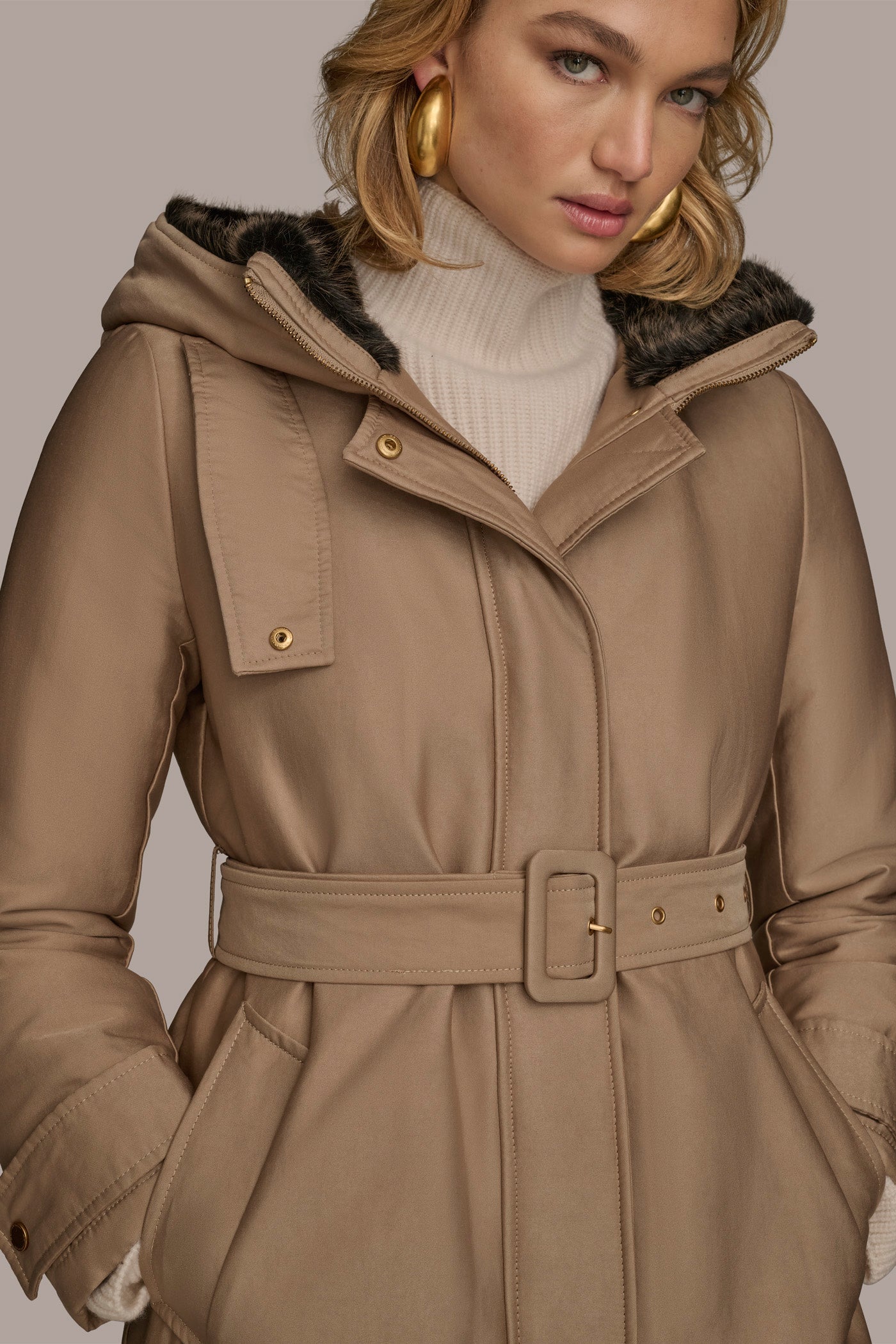 FAUX FUR TRIM LINED RAIN COAT VIEW 6 | Coats & Jackets