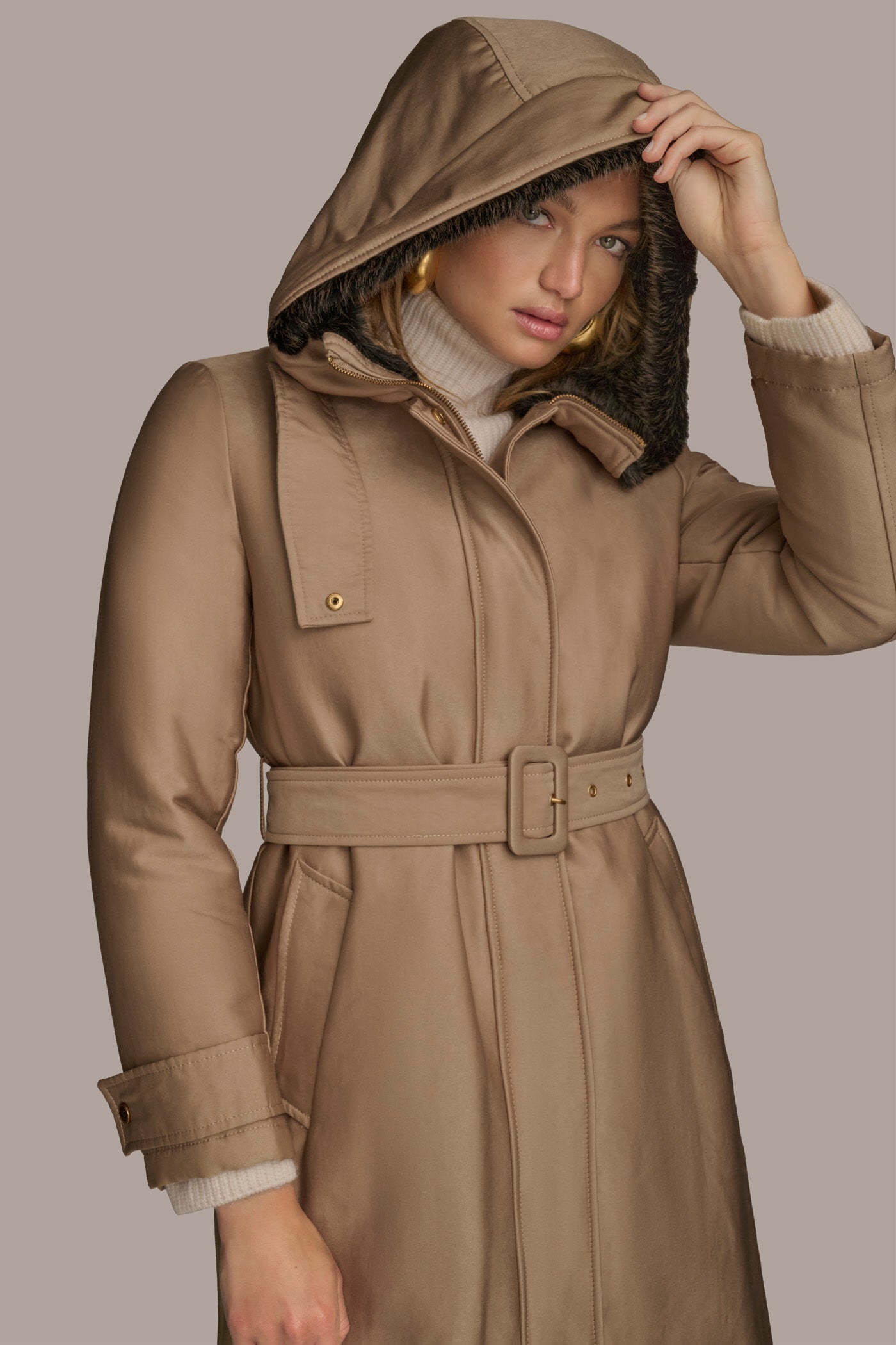 FAUX FUR TRIM LINED RAIN COAT VIEW 5 | Coats & Jackets