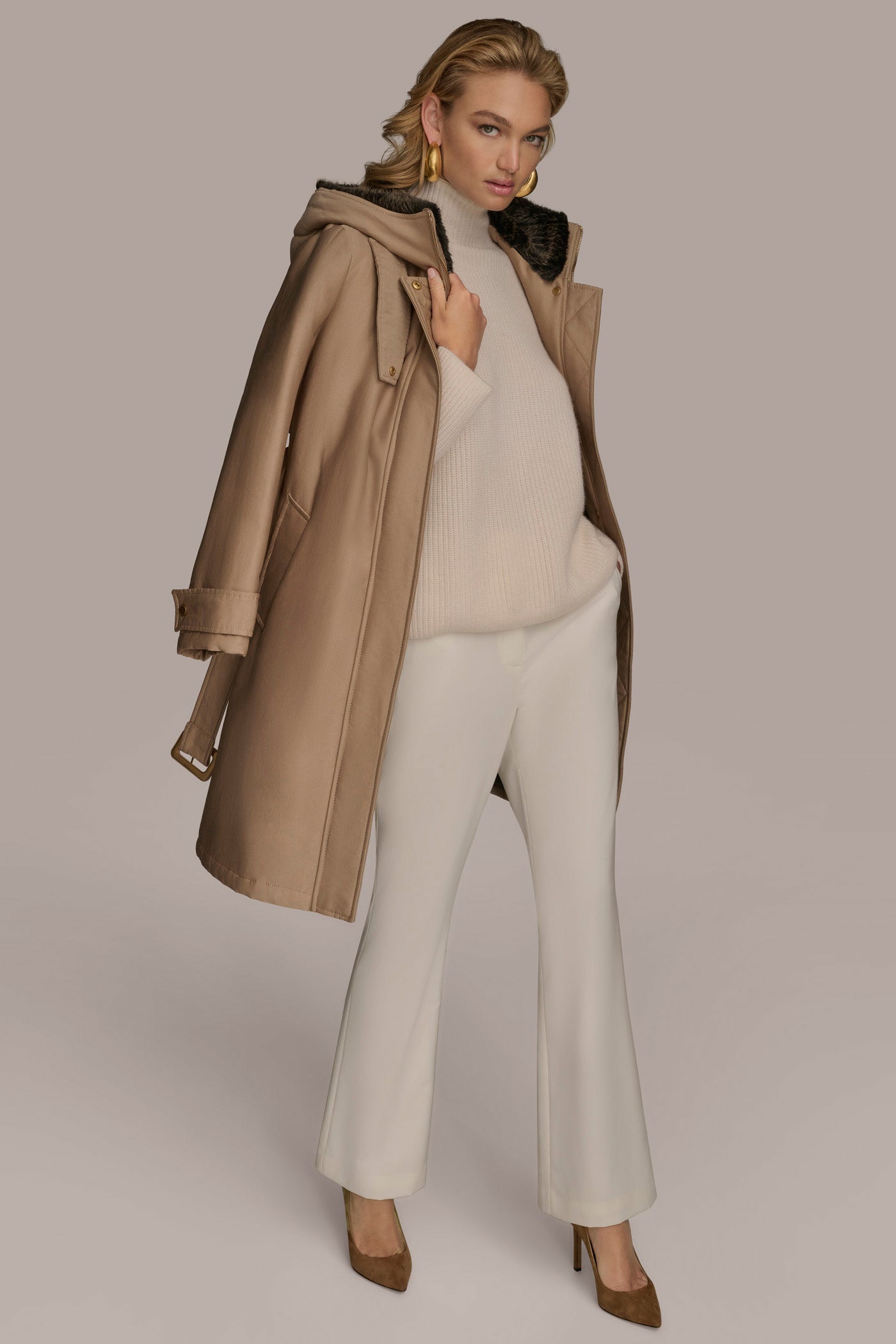 FAUX FUR TRIM LINED RAIN COAT VIEW 9 | Coats & Jackets