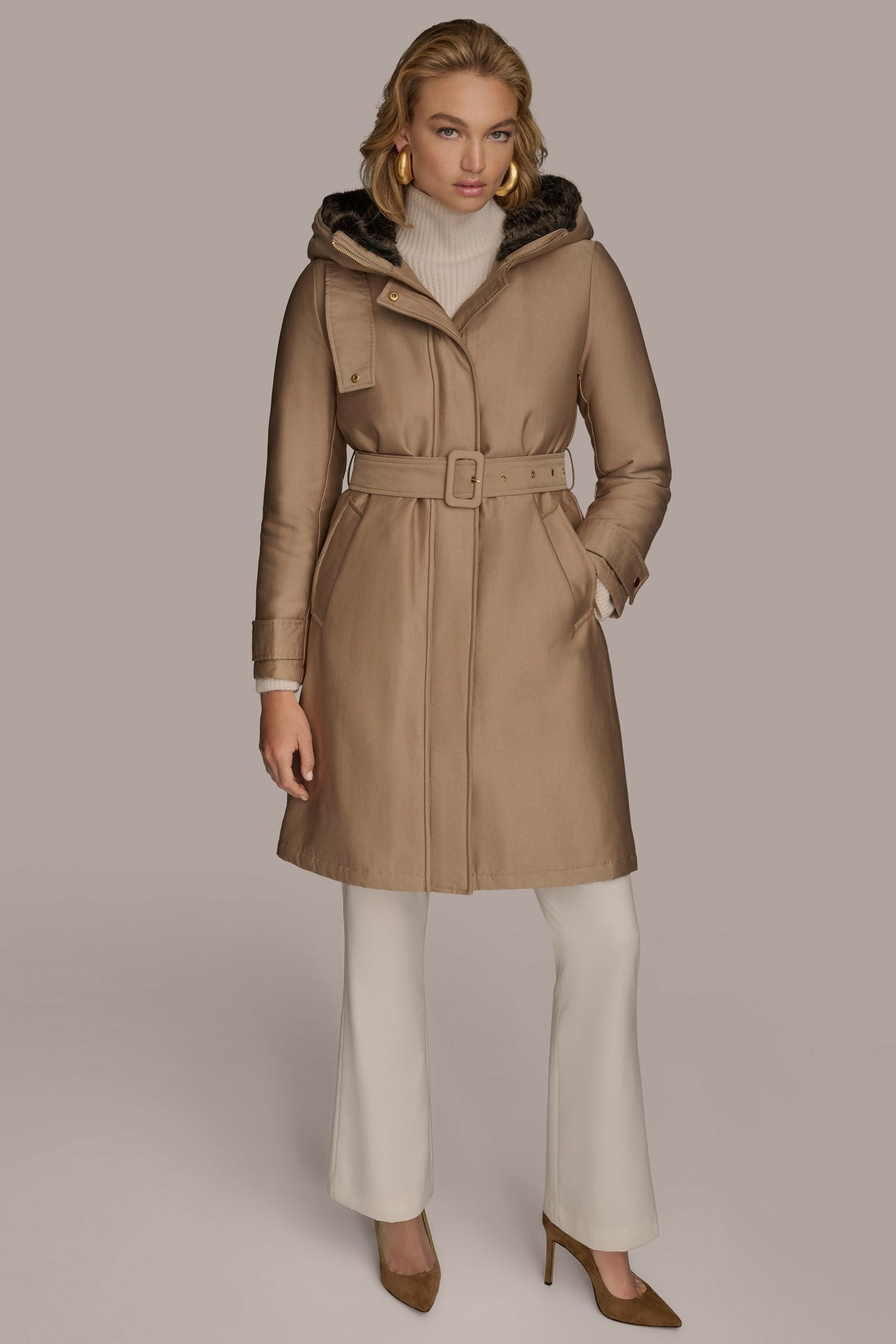FAUX FUR TRIM LINED RAIN COAT VIEW 7 | Coats & Jackets