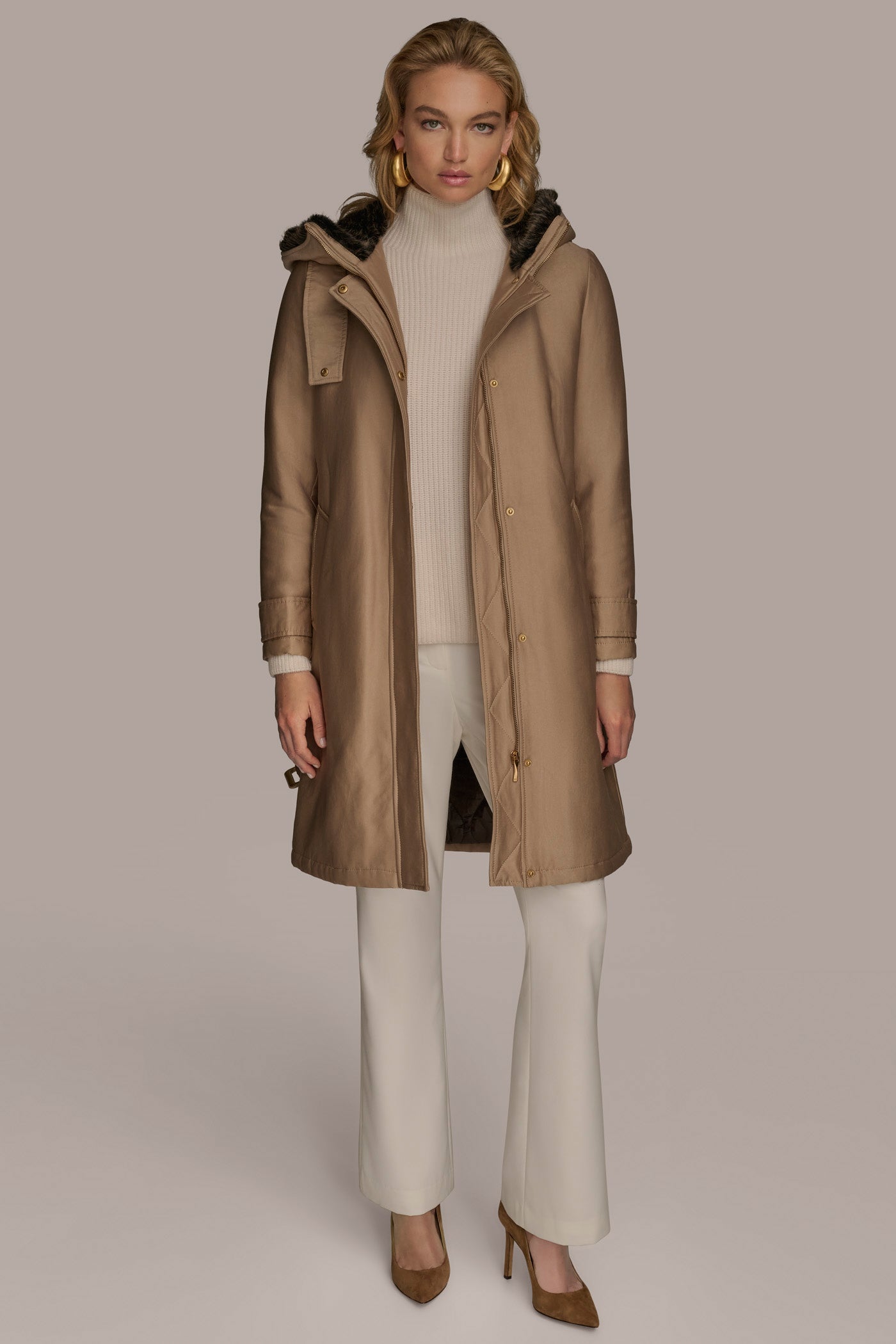 FAUX FUR TRIM LINED RAIN COAT VIEW 8 | Coats & Jackets