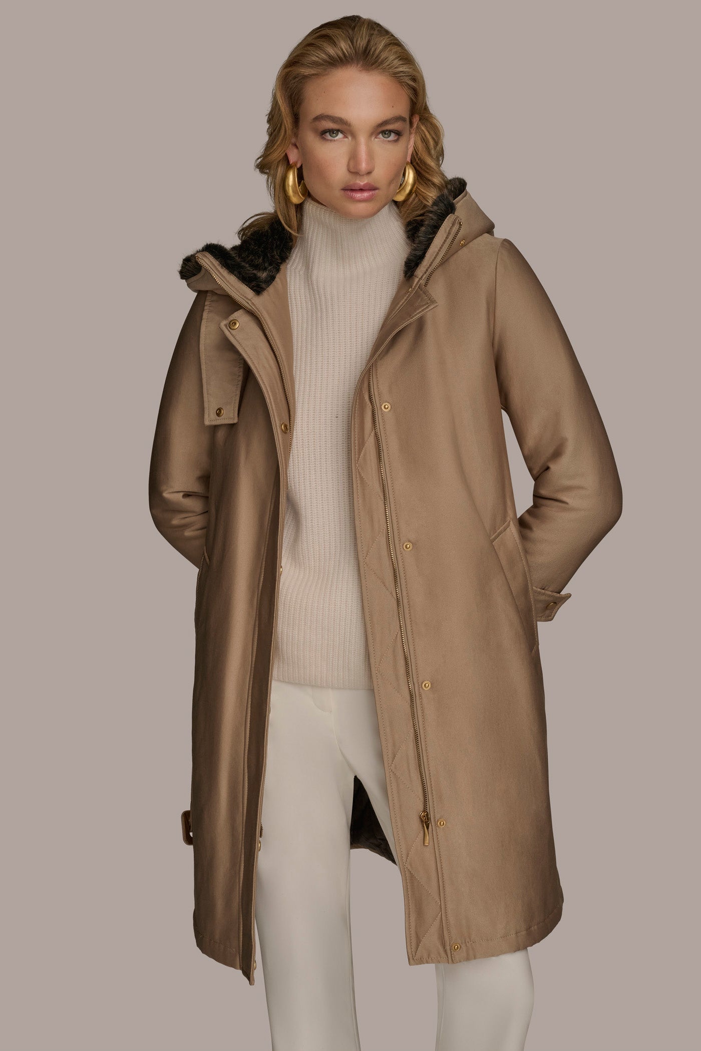 FAUX FUR TRIM LINED RAIN COAT VIEW 4 | Coats & Jackets