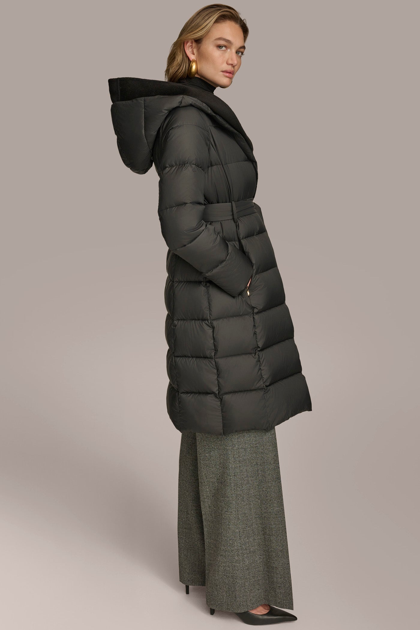 TIE WAIST PUFFER VIEW 3 | Coats & Jackets