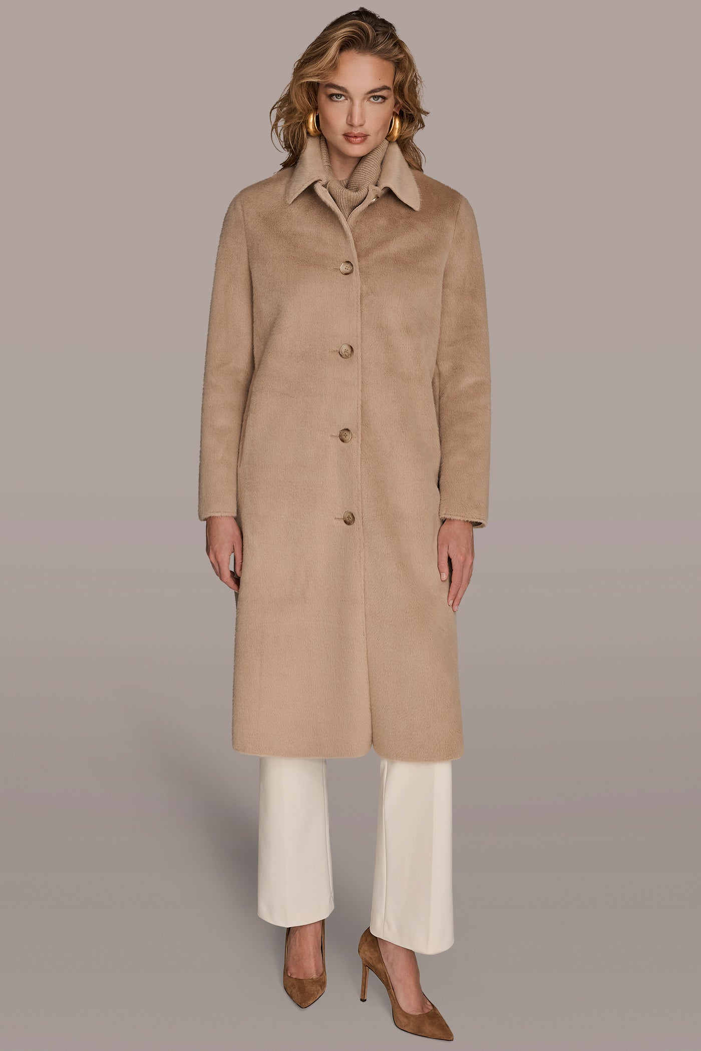 SINGLE BREASTED FAUX FUR COAT VIEW 4 | New clothing