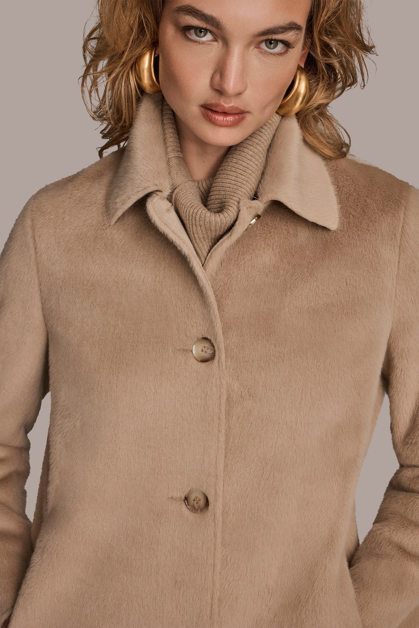 SINGLE BREASTED FAUX FUR COAT VIEW 9 | New clothing