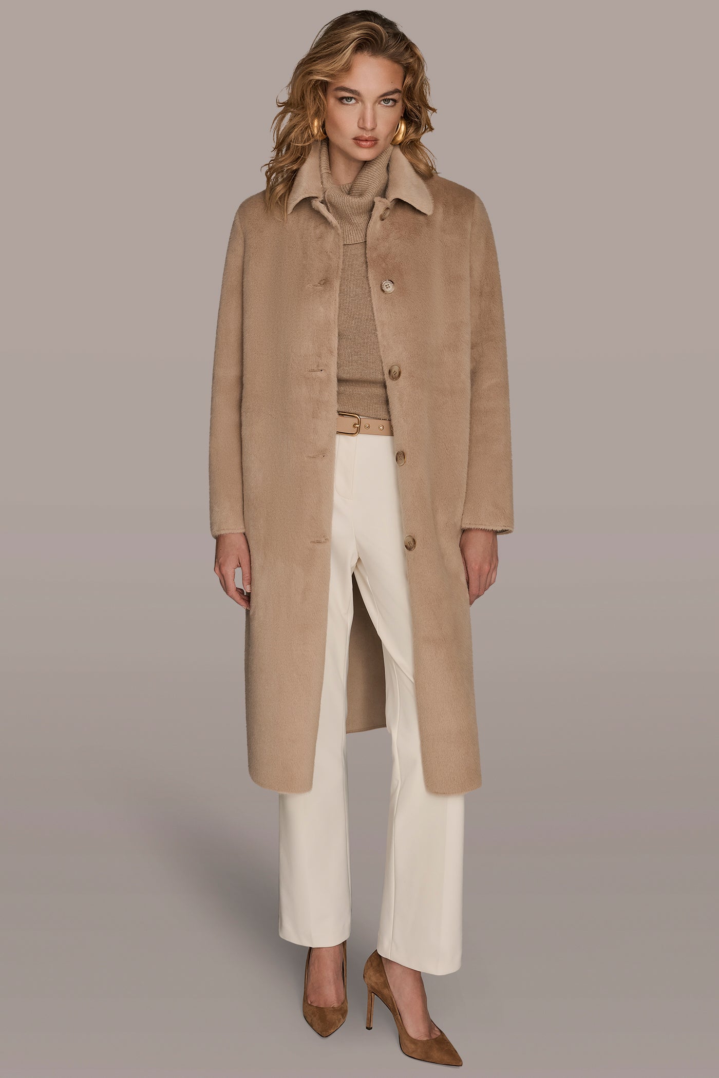 SINGLE BREASTED FAUX FUR COAT VIEW 7 | New clothing