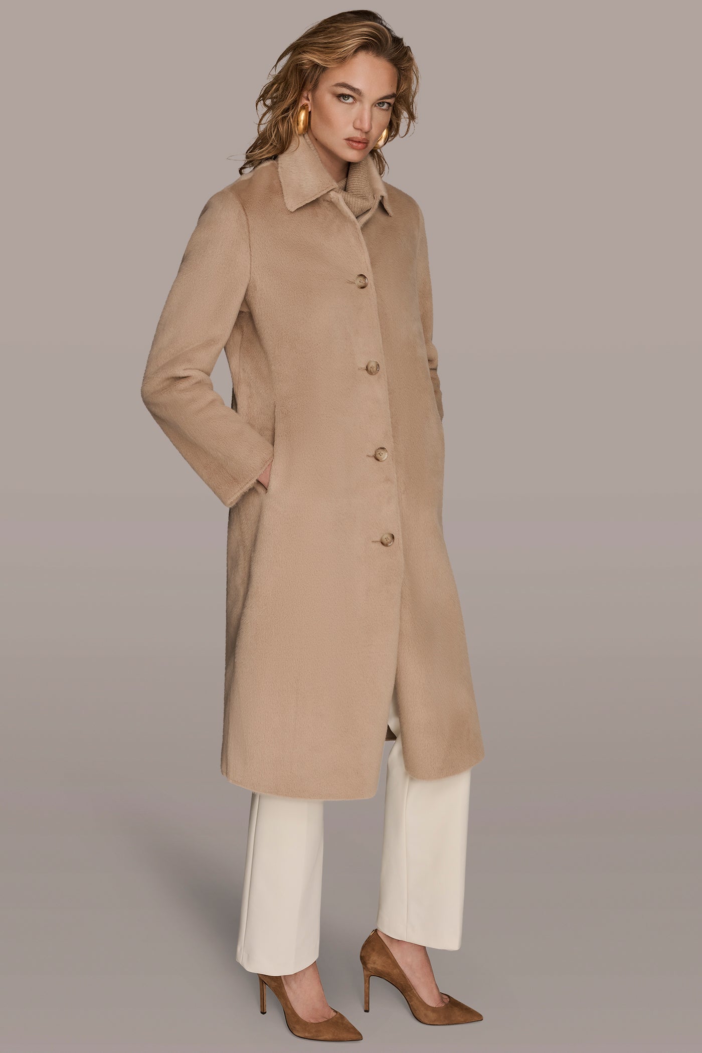 SINGLE BREASTED FAUX FUR COAT VIEW 6 | New clothing