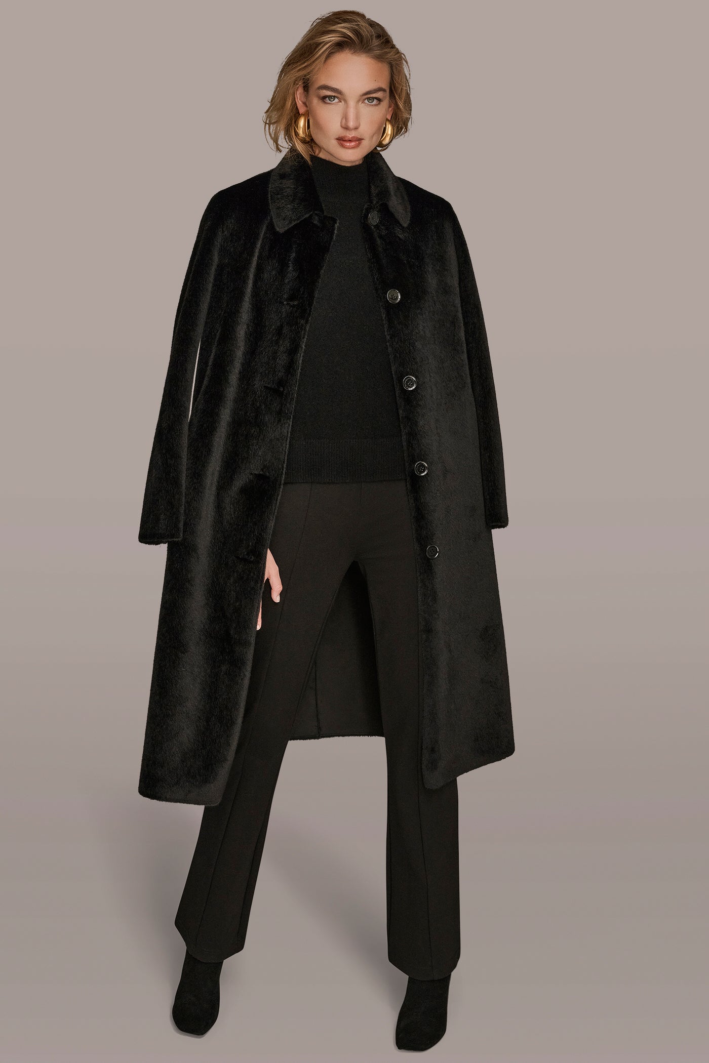 SINGLE BREASTED FAUX FUR COAT VIEW 5 | New clothing