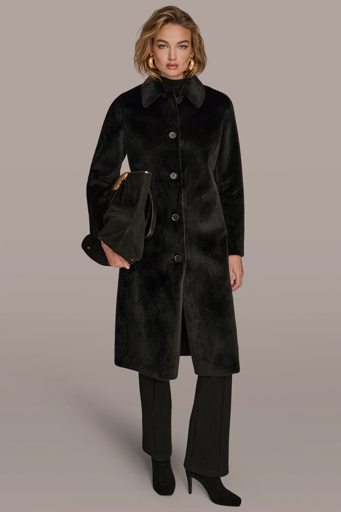 SINGLE BREASTED FAUX FUR COAT VIEW 4 | New clothing