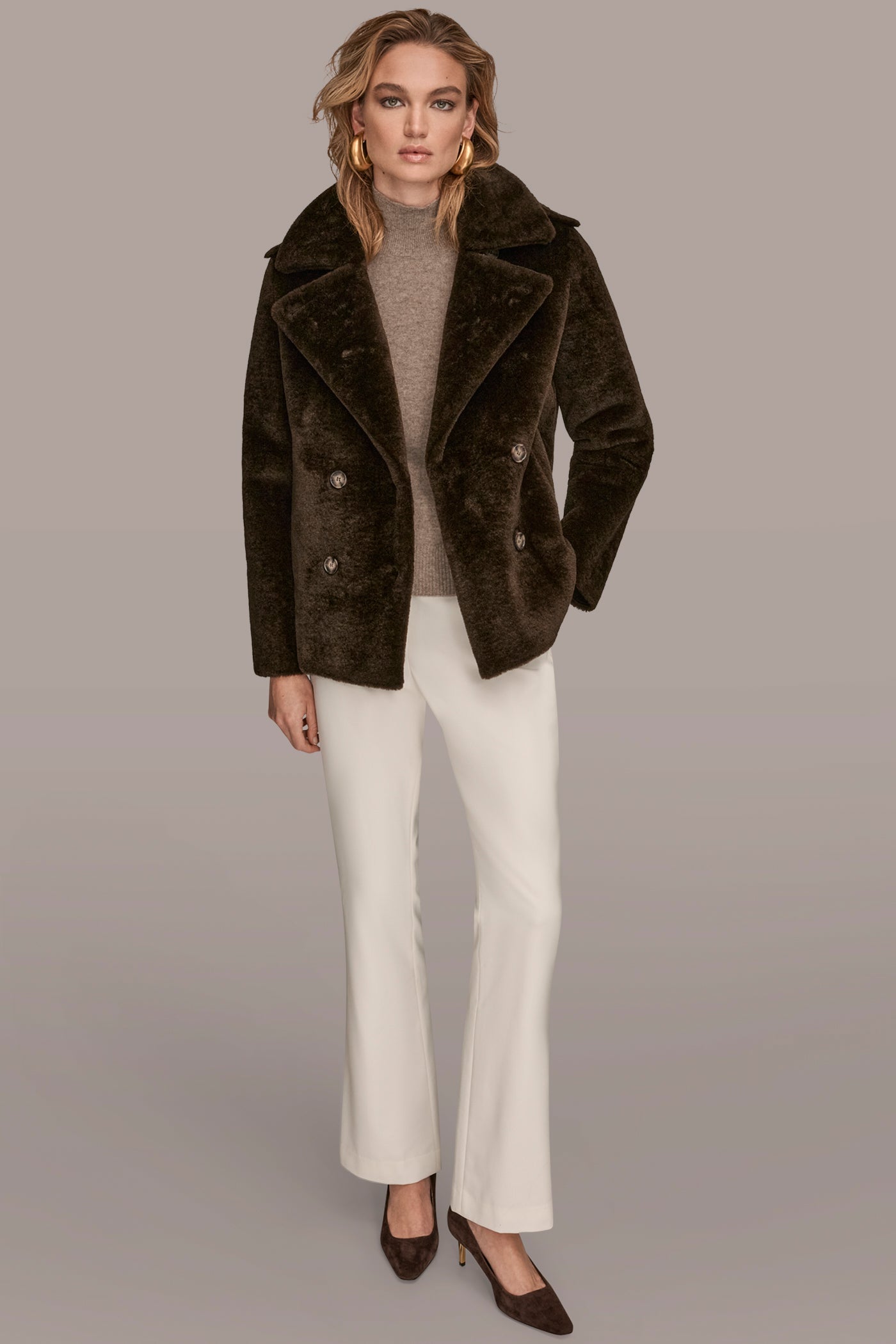 DOUBLE-BREASTED FAUX SHEARLING JACKET VIEW 8 | New clothing