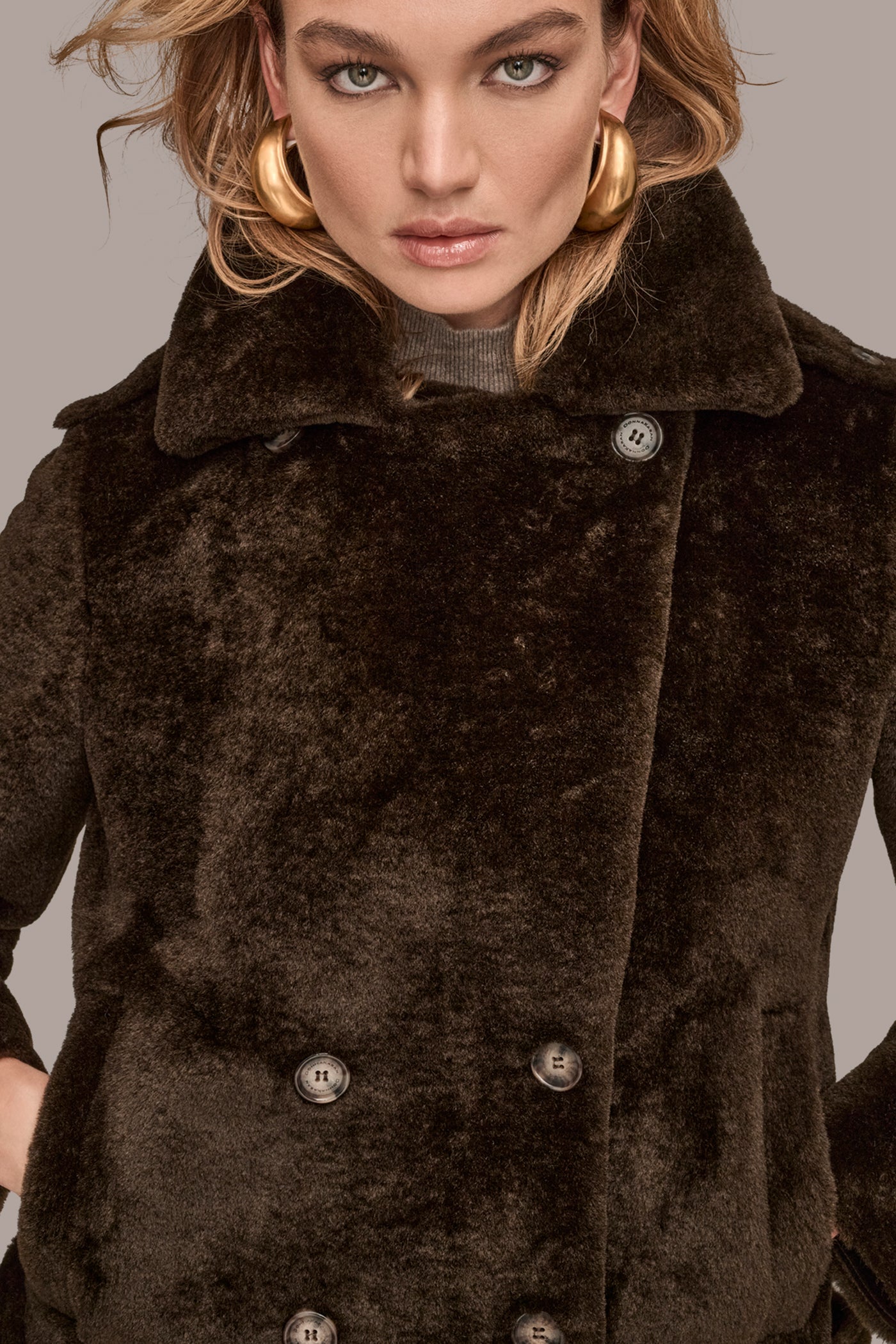 DOUBLE-BREASTED FAUX SHEARLING JACKET VIEW 5 | New clothing