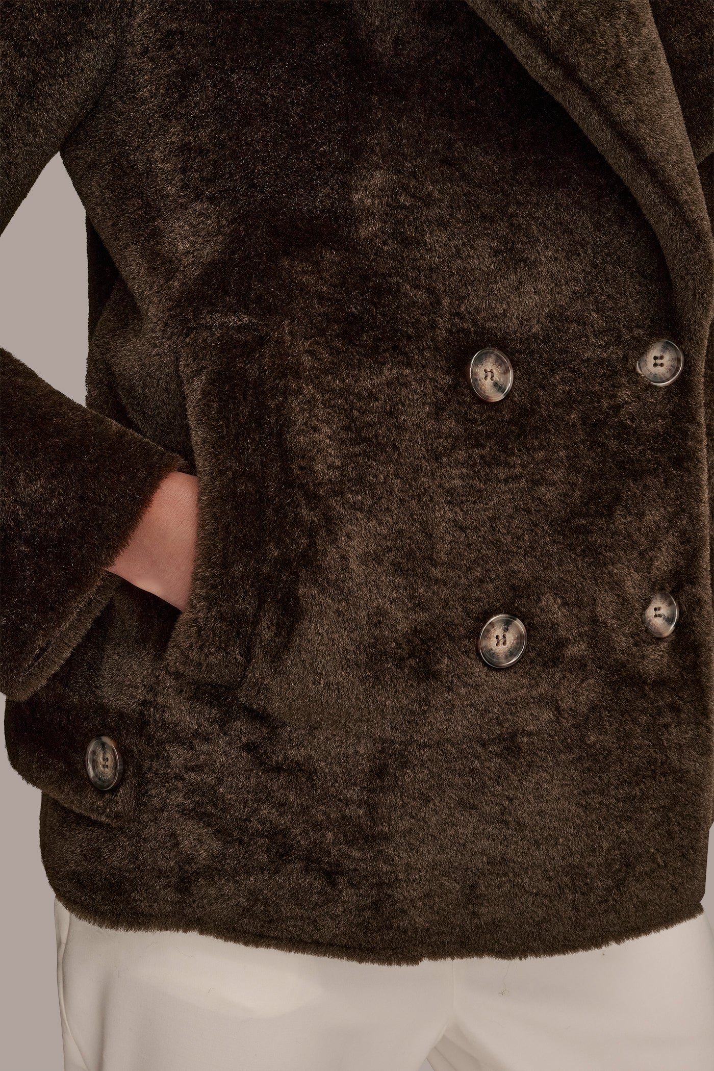 DOUBLE-BREASTED FAUX SHEARLING JACKET VIEW 6 | New clothing