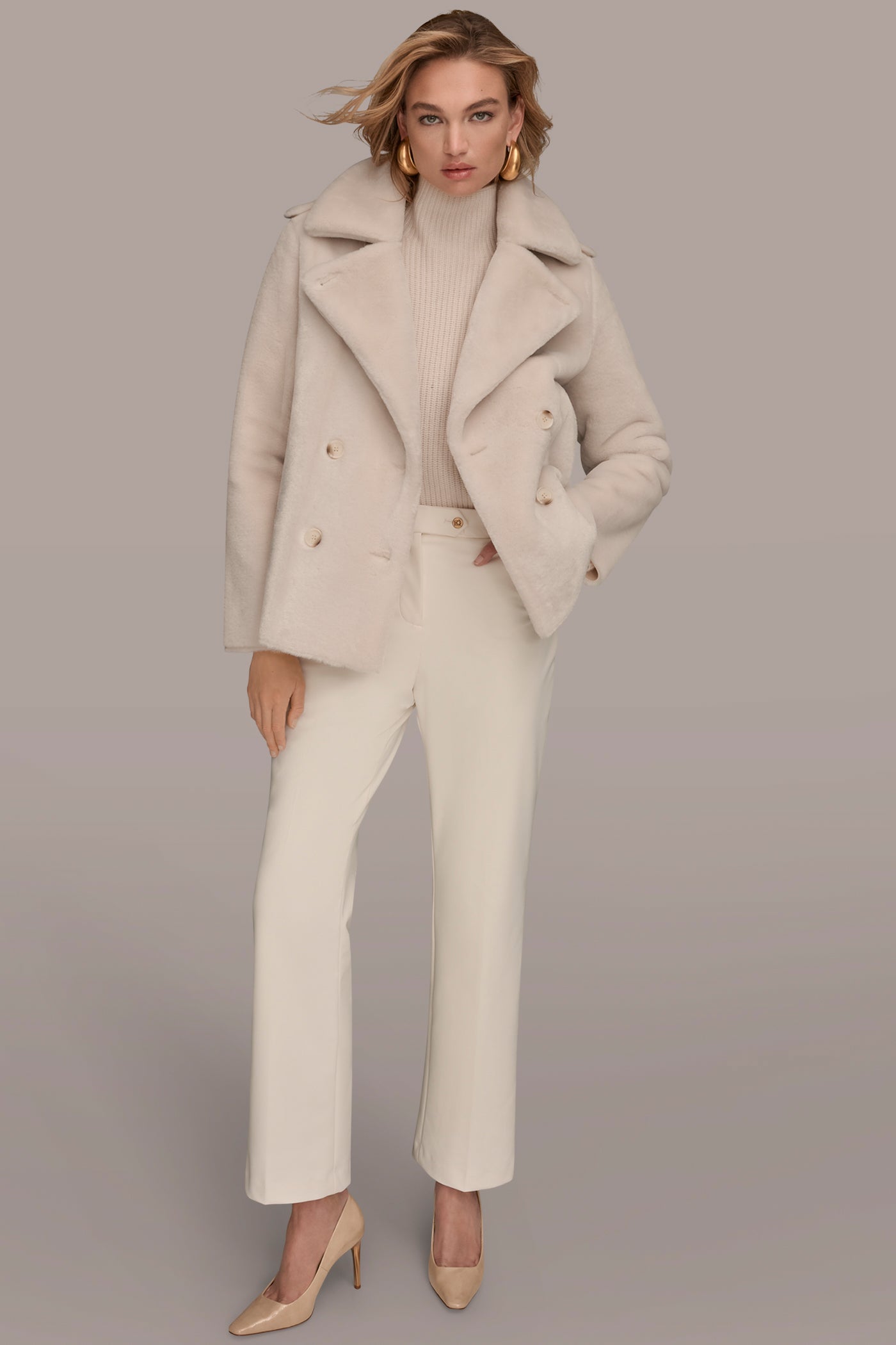 DOUBLE-BREASTED FAUX SHEARLING JACKET VIEW 6 | New clothing