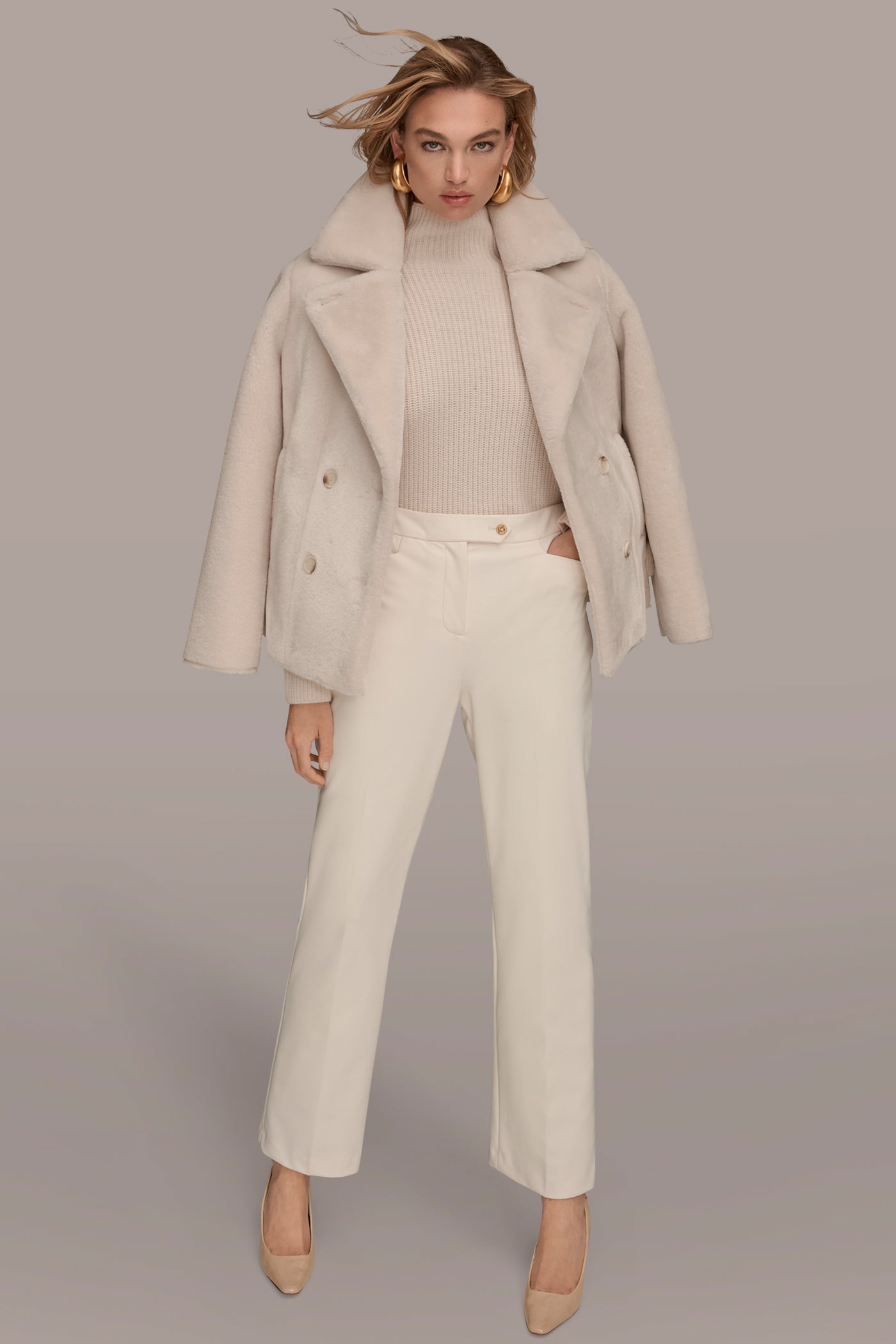 DOUBLE-BREASTED FAUX SHEARLING JACKET VIEW 7 | New clothing