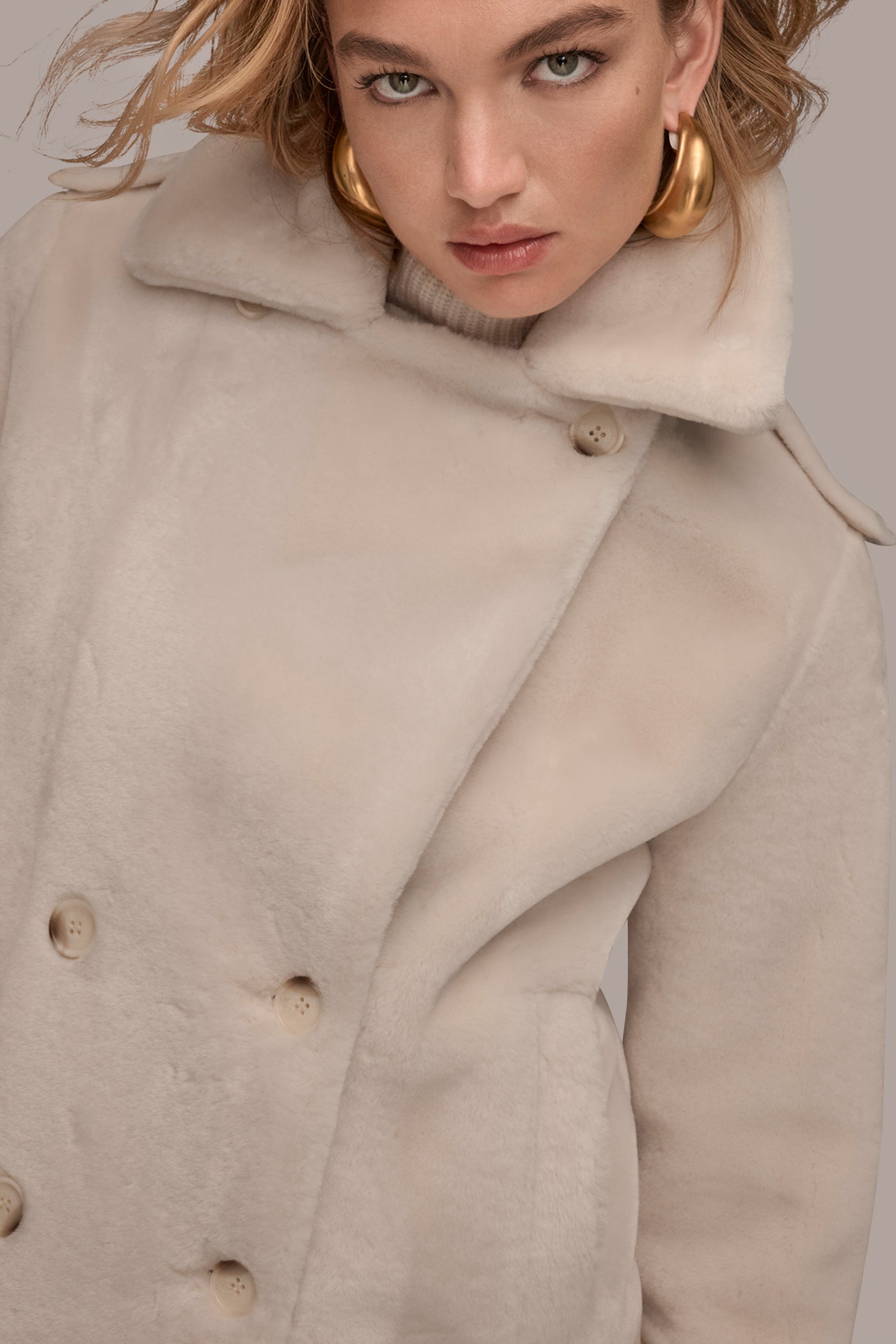 DOUBLE-BREASTED FAUX SHEARLING JACKET VIEW 5 | New clothing