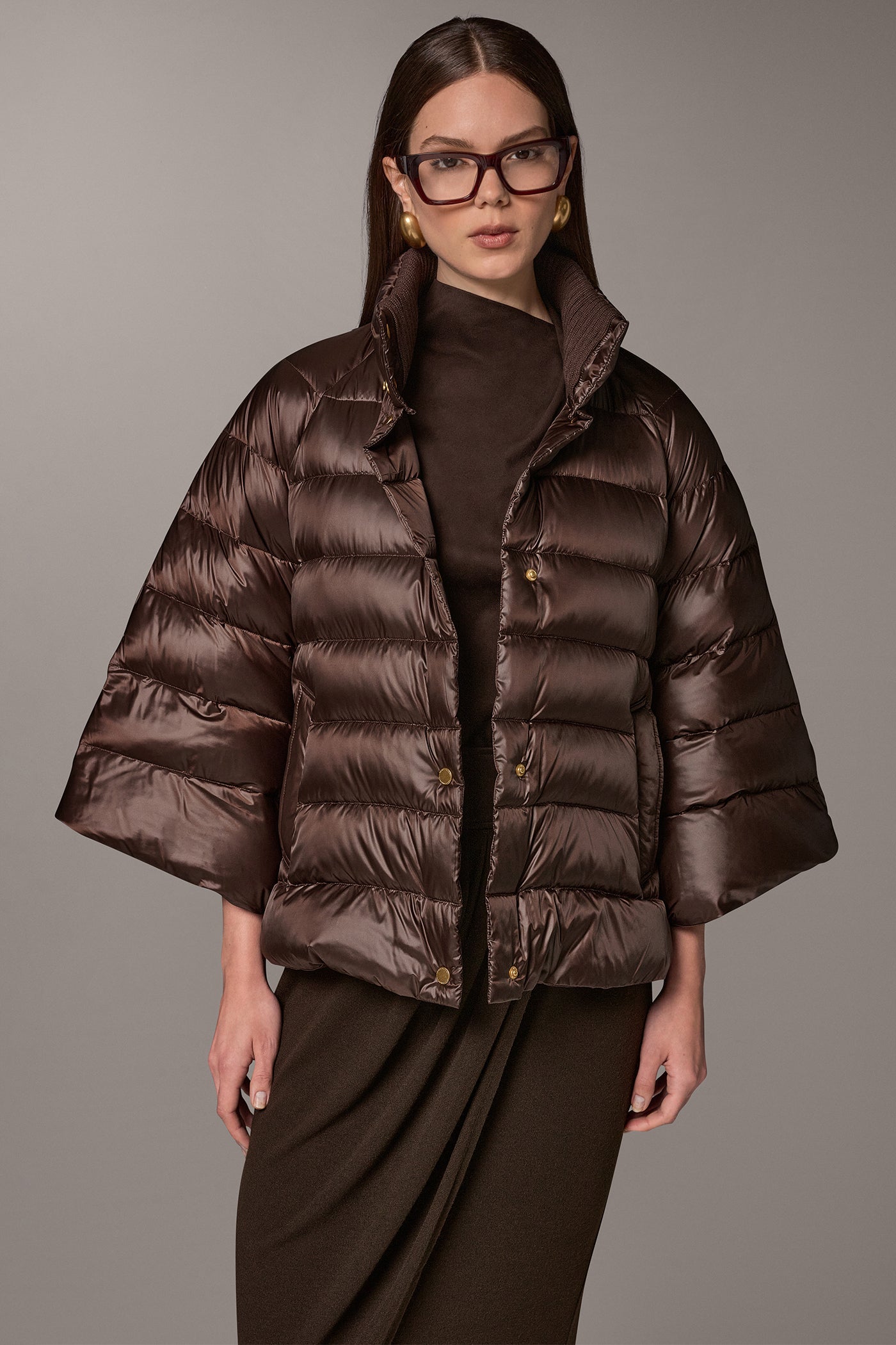 3/4 SLEEVE DOWN PUFFER CAPE VIEW 1