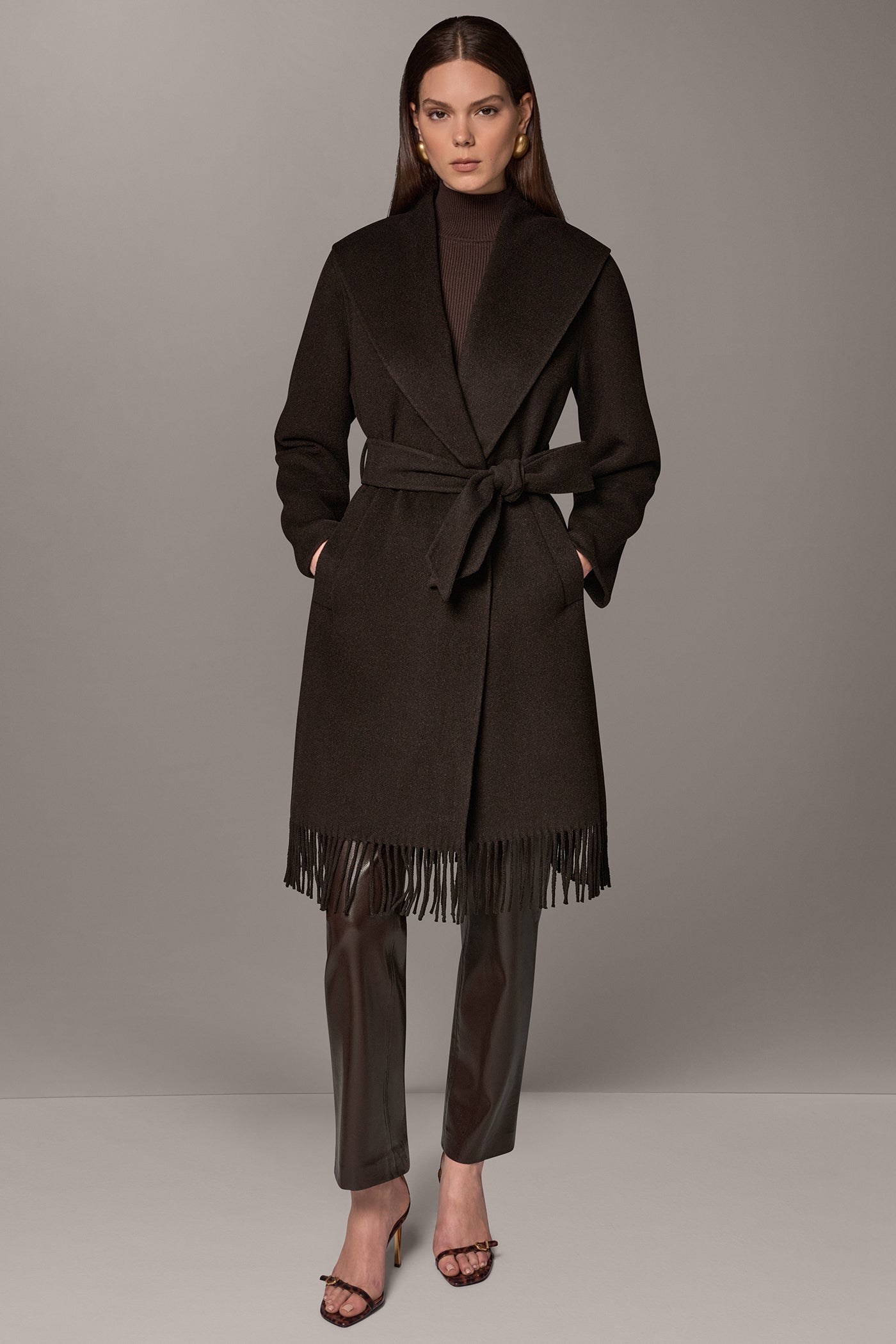 WOOL BLEND FRINGE SHAWL COAT VIEW 9