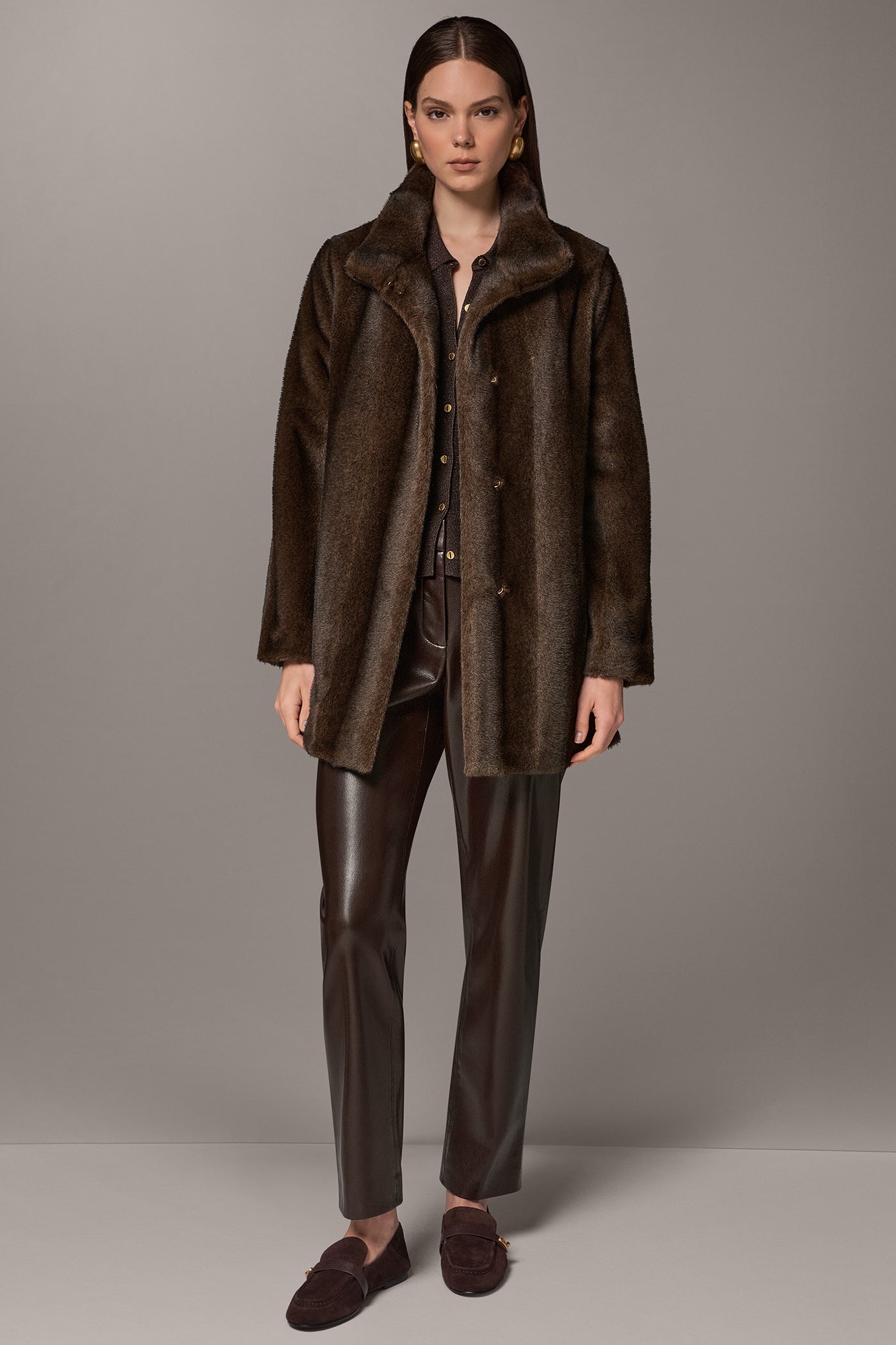 SHORT LUXE FAUX FUR COAT VIEW 8