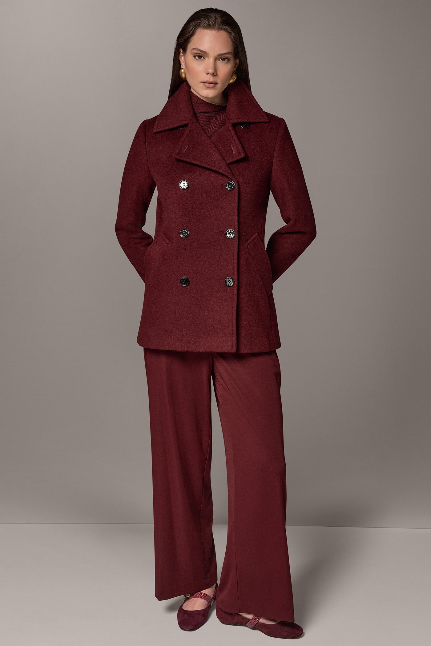 WOOL BLEND DOUBLE-BREASTED PEACOAT VIEW 3