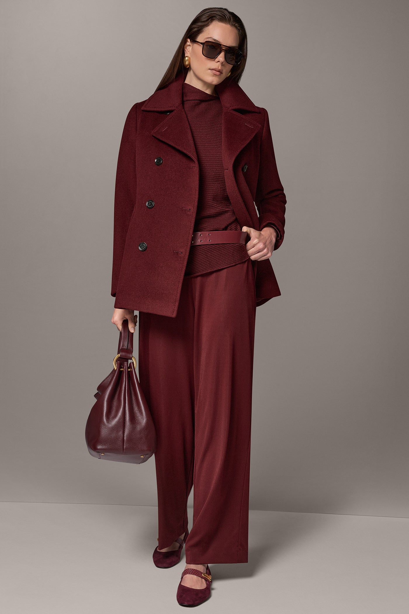 WOOL BLEND DOUBLE-BREASTED PEACOAT VIEW 12