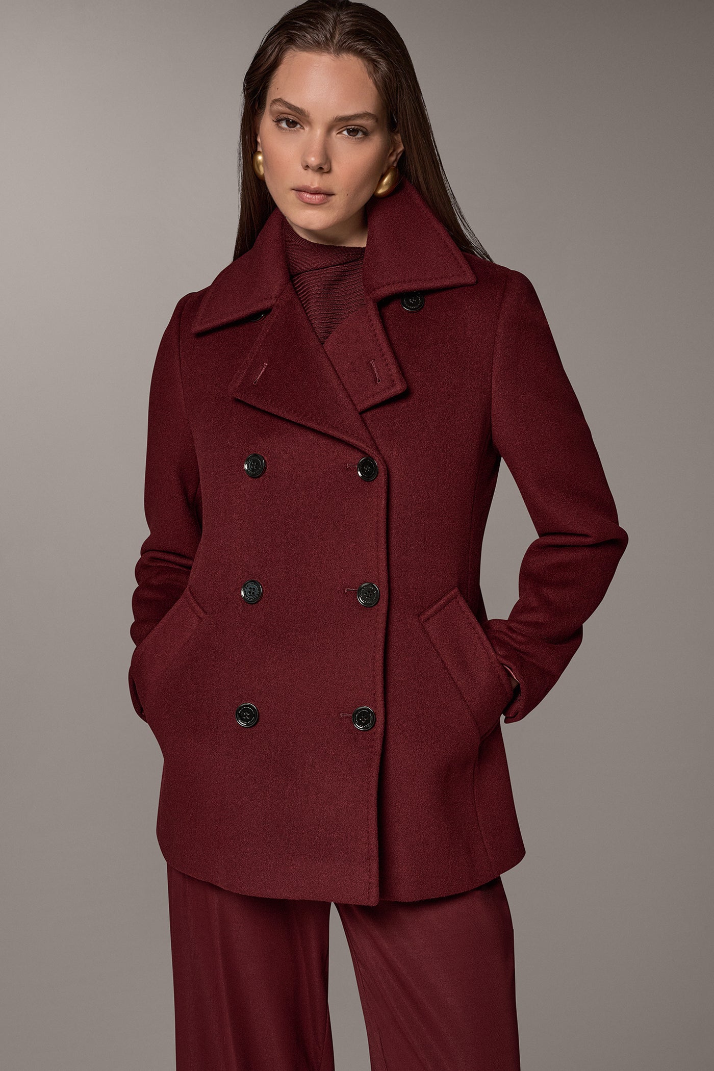 WOOL BLEND DOUBLE-BREASTED PEACOAT VIEW 1