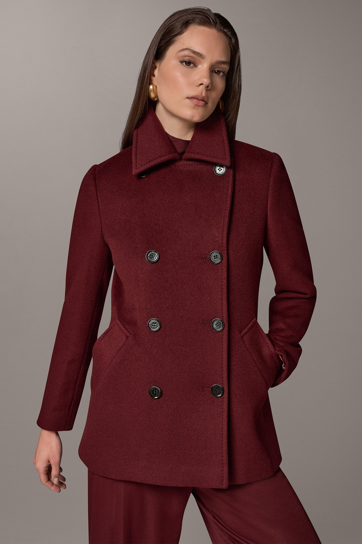 WOOL BLEND DOUBLE-BREASTED PEACOAT VIEW 4