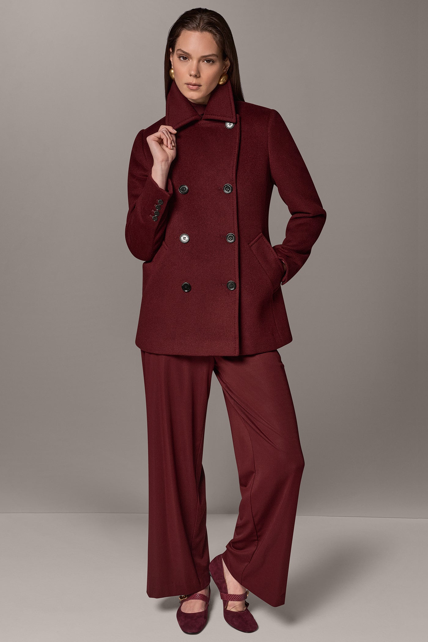 WOOL BLEND DOUBLE-BREASTED PEACOAT VIEW 10