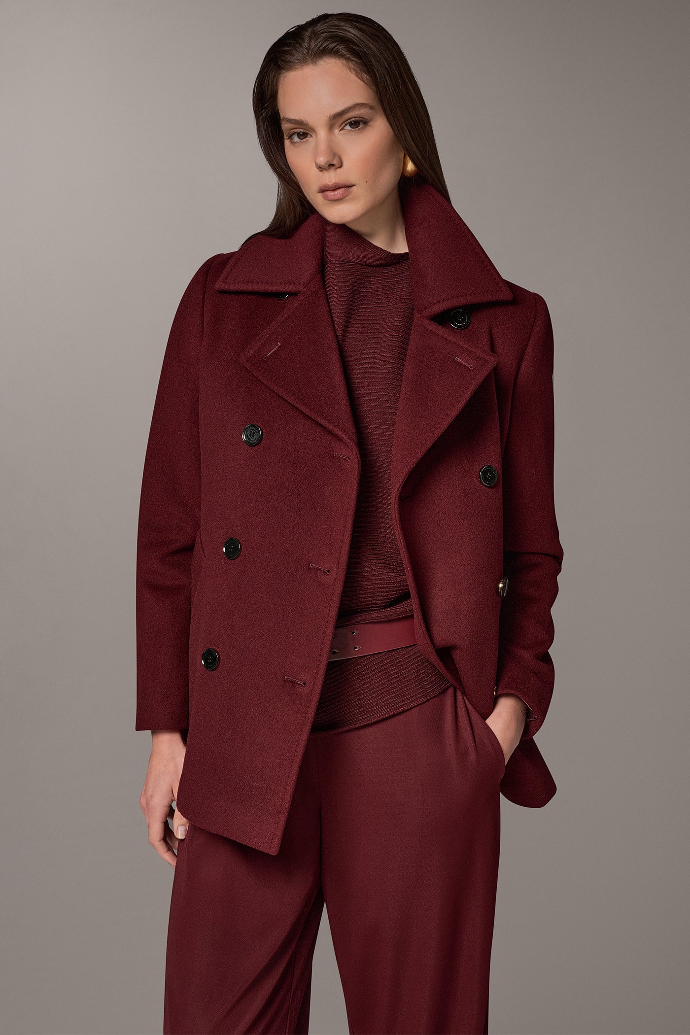 WOOL BLEND DOUBLE-BREASTED PEACOAT VIEW 15